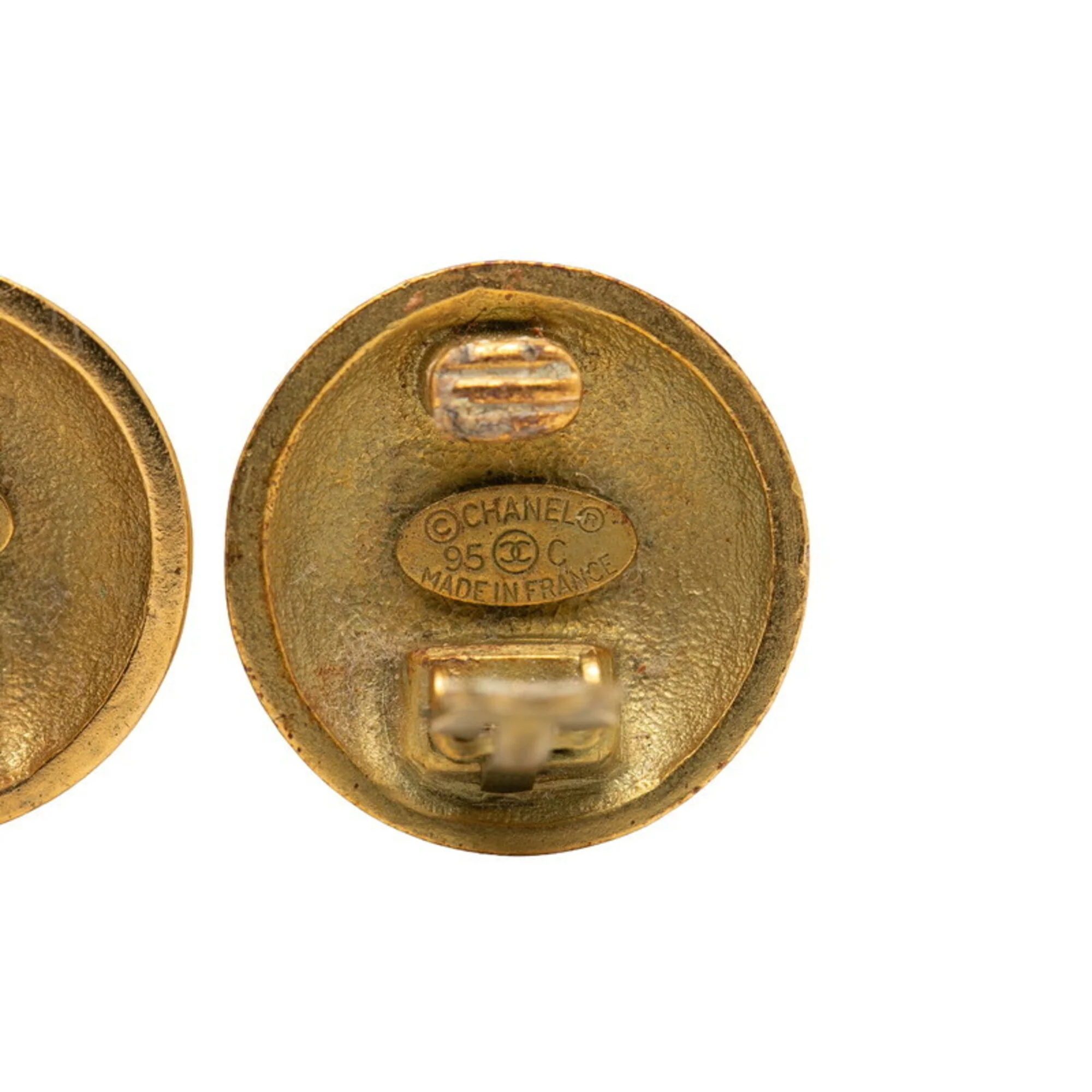 CC Logo Round Clip-On Earrings Metal Gold-Tone Metal - Image 3