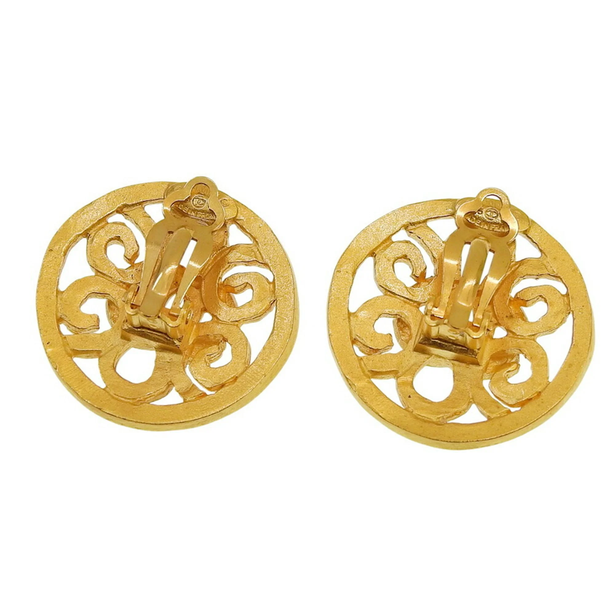 CC Logo Round Clip-On Earrings Metal Gold-Tone Metal - Image 2