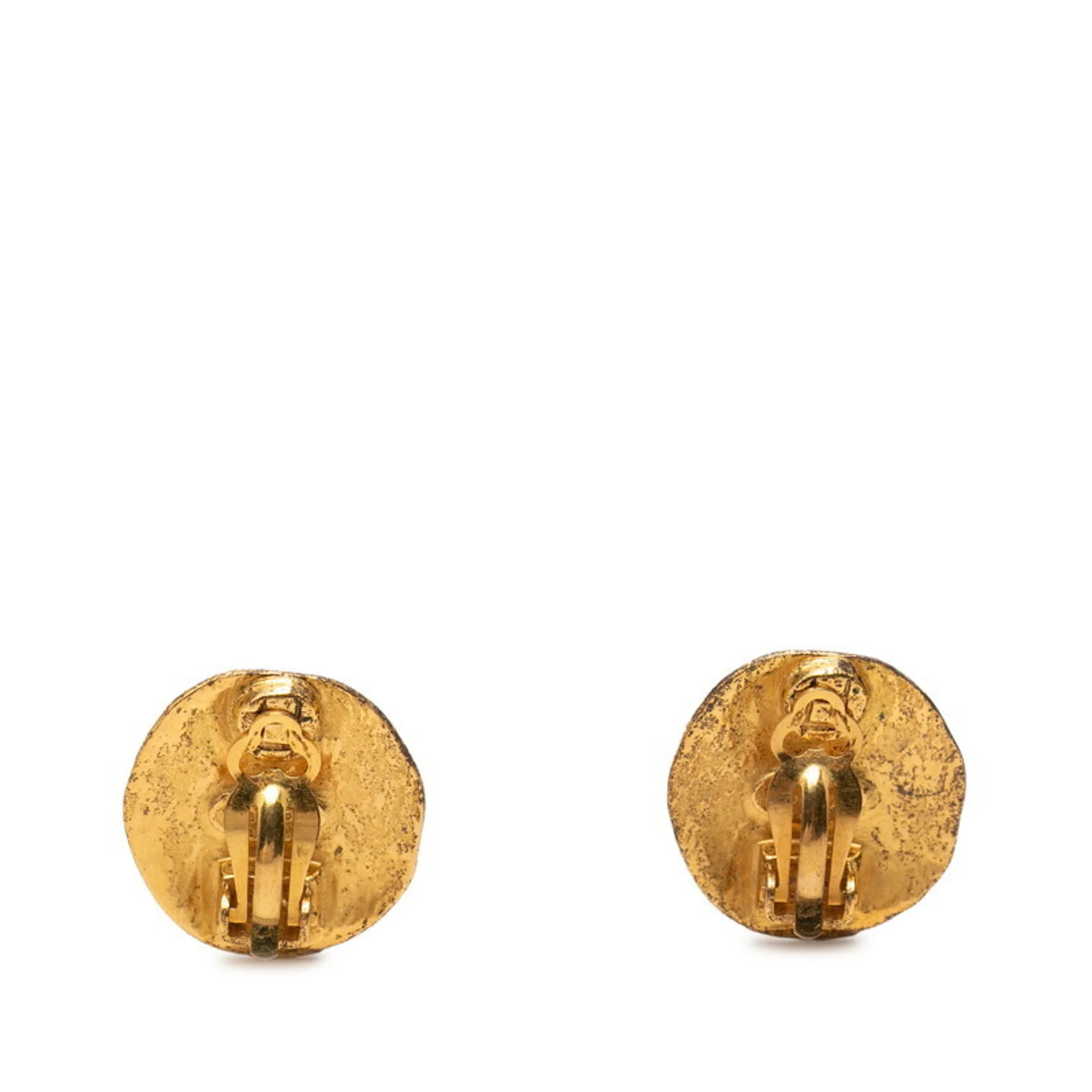 CC Logo Round Clip-On Earrings Metal Gold-Tone Metal - Image 2