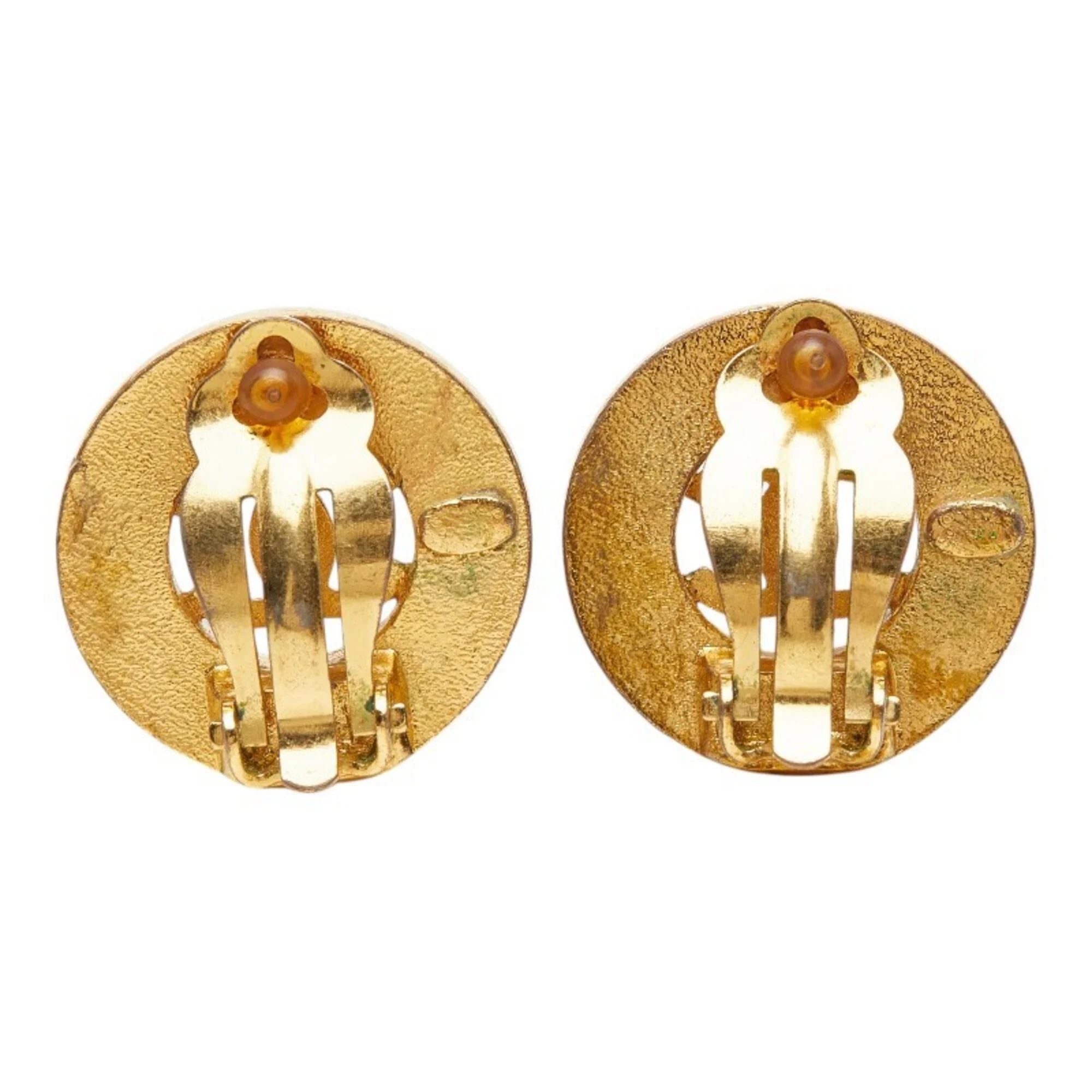 CC Logo Round Clip-On Earrings Metal Gold-Tone Metal - Image 3