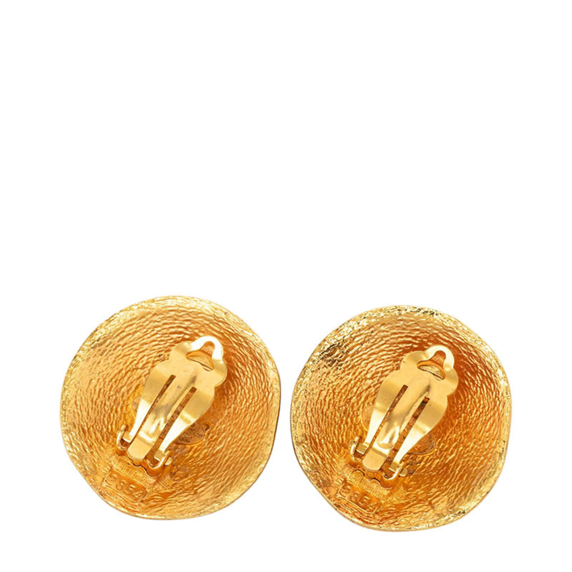 CC Logo Round Clip-On Earrings Metal Gold-Tone Metal - Image 2