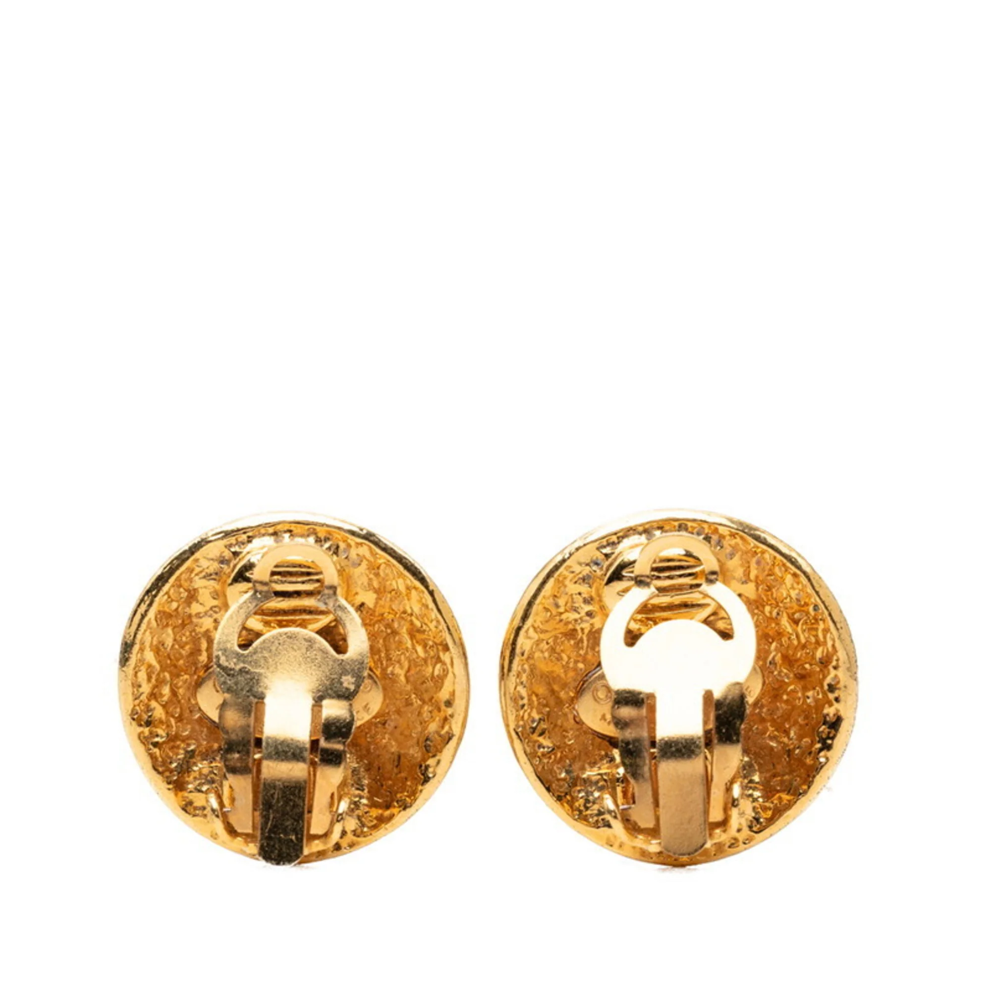 CC Logo Round Clip-On Earrings Metal Gold-Tone Metal - Image 2