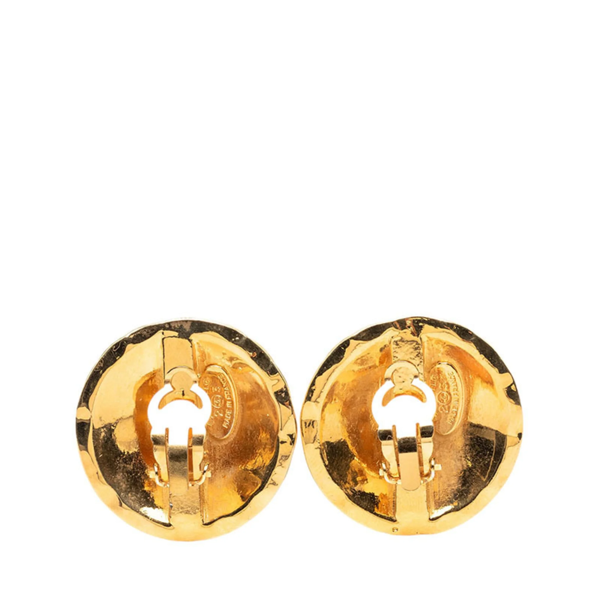 CC Logo Round Clip-On Earrings Metal Gold-Tone Metal - Image 2