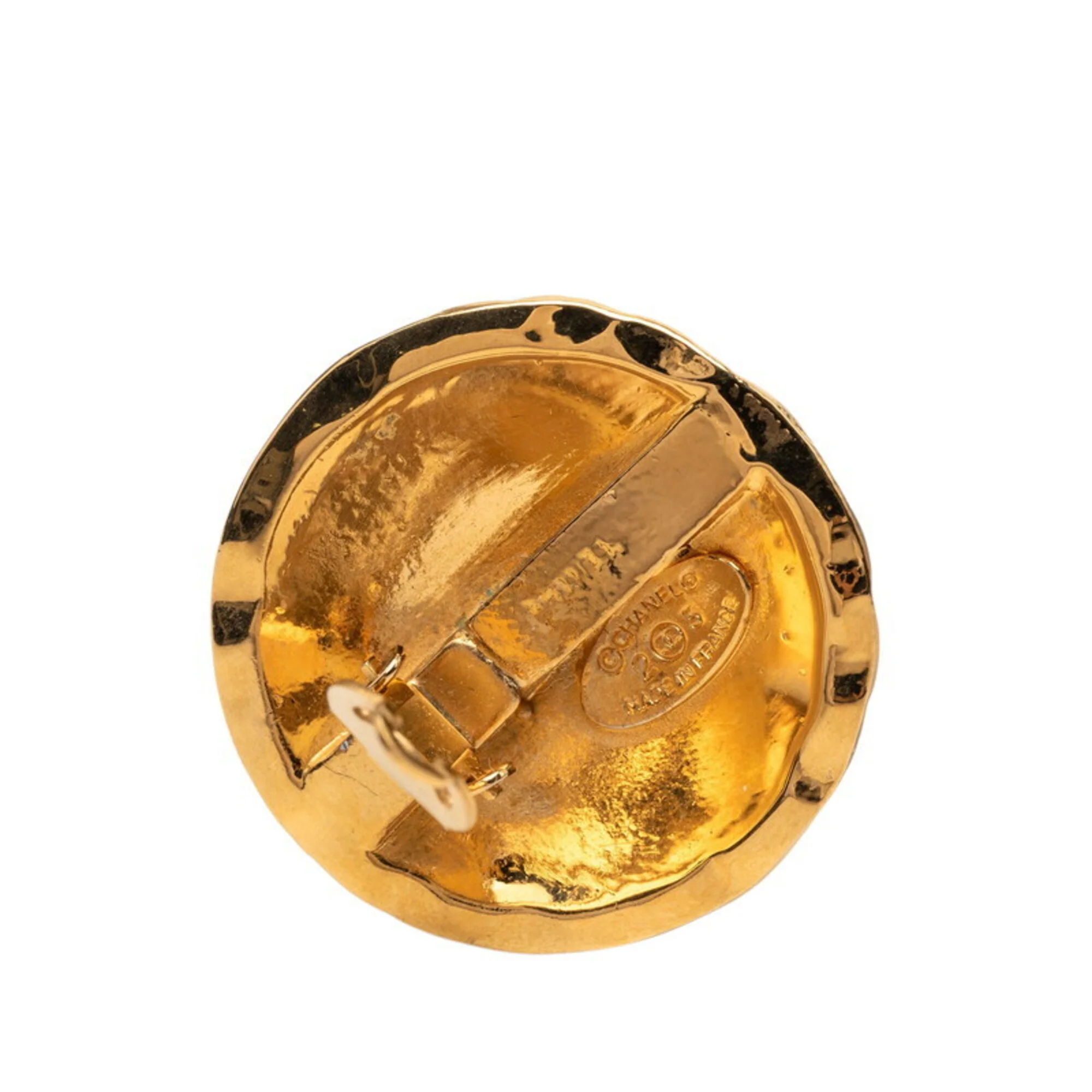 CC Logo Round Clip-On Earrings Metal Gold-Tone Metal - Image 3