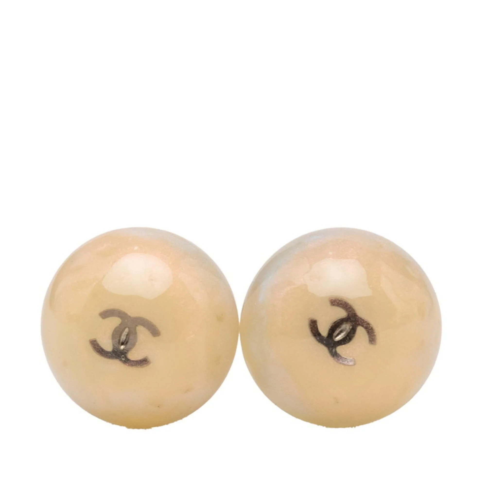 CC Logo Round Stud Earrings Metal