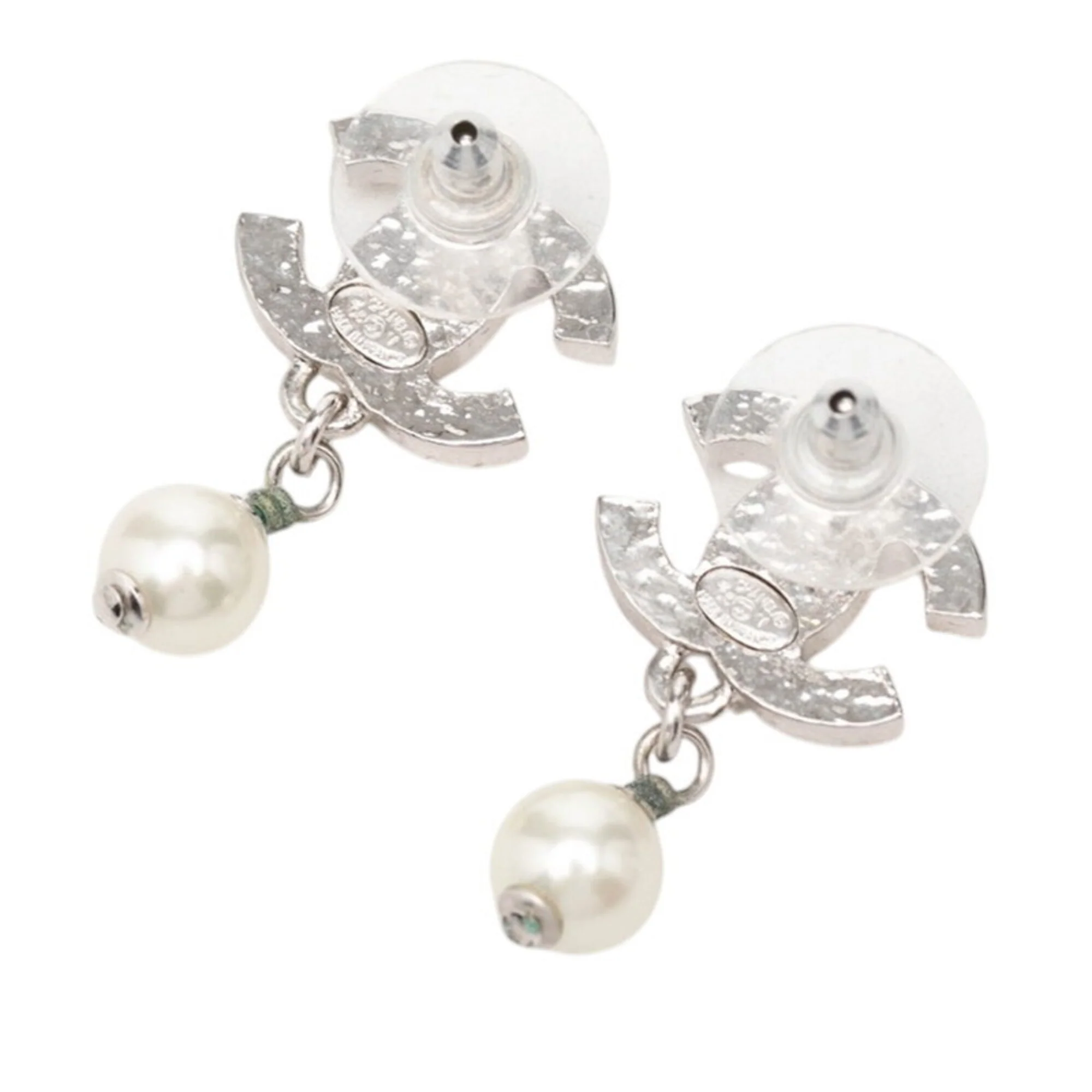 CC Logo Stud Earrings Silver-Tone Metal Silver-Tone Metal - Image 2