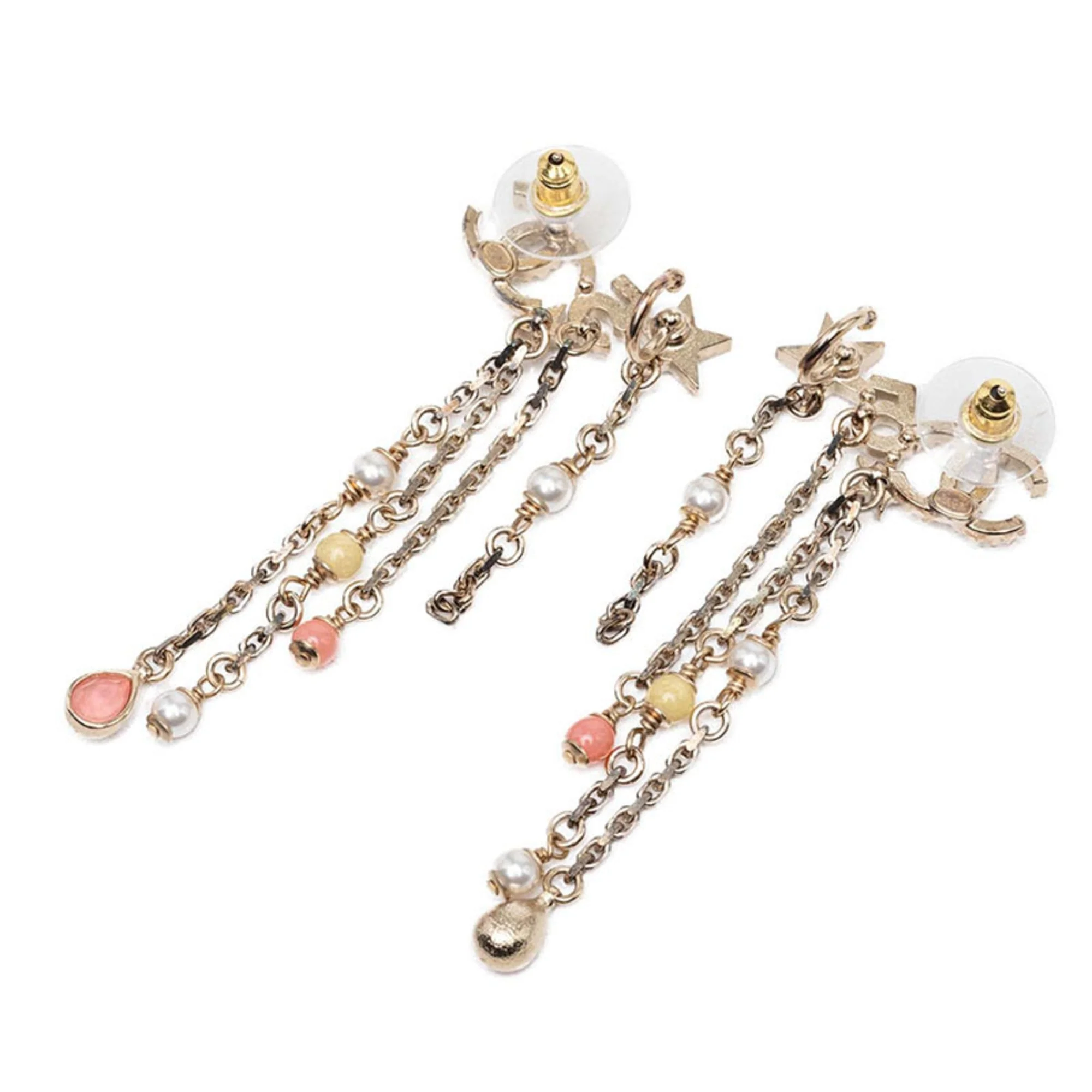 CC Logo Stud Star Earrings Gold-Tone Metal - Image 2