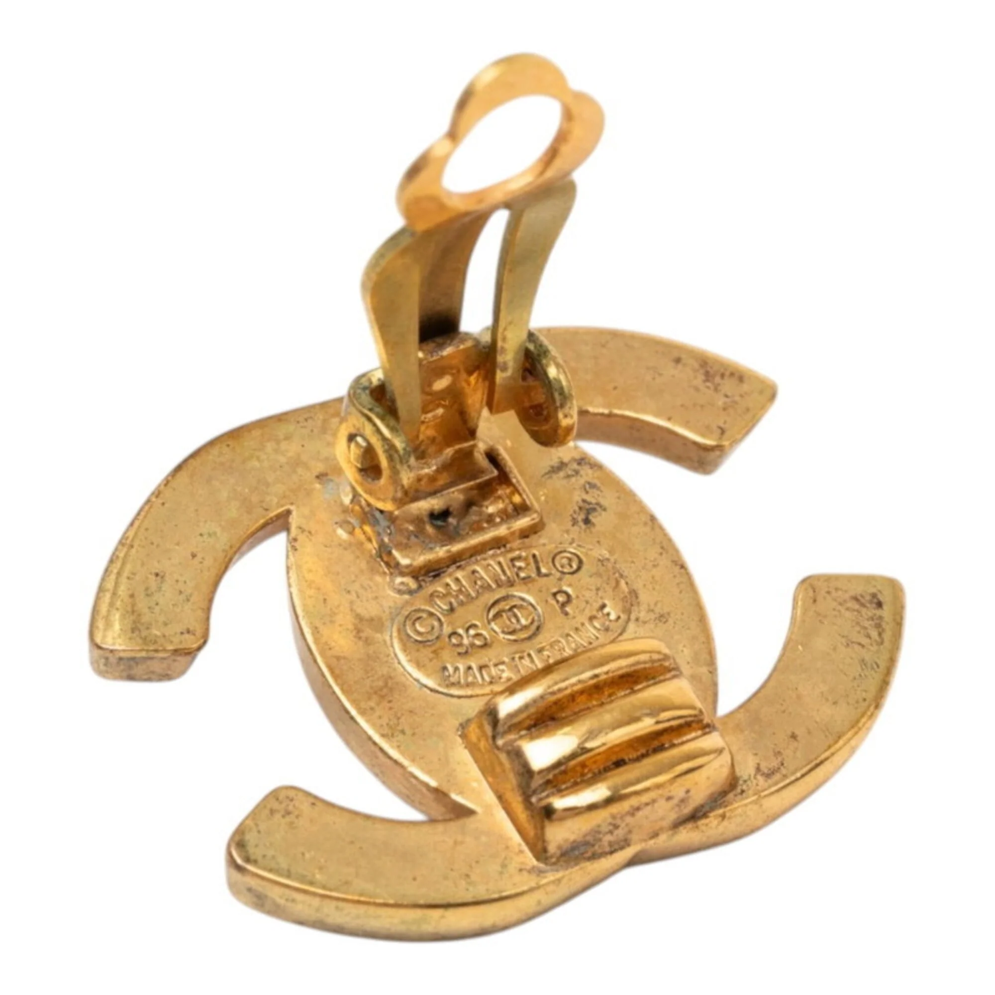CC Logo Turnlock Clip-On Earrings Metal Gold-Tone Metal - Image 3