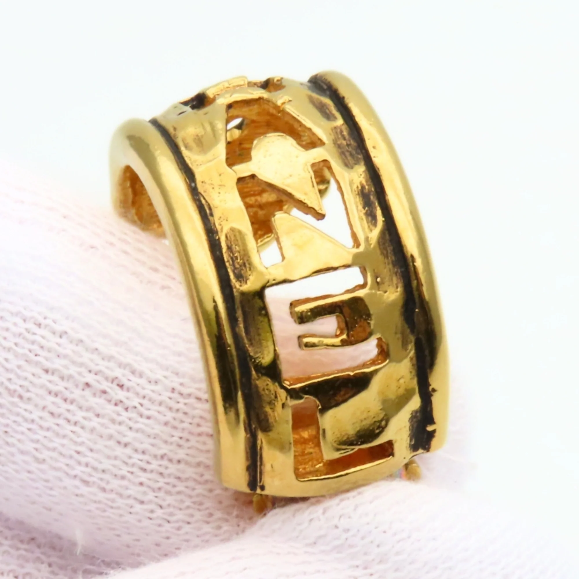 Clip-On Earrings Logo Hoop Gold-Tone Metal - Image 7