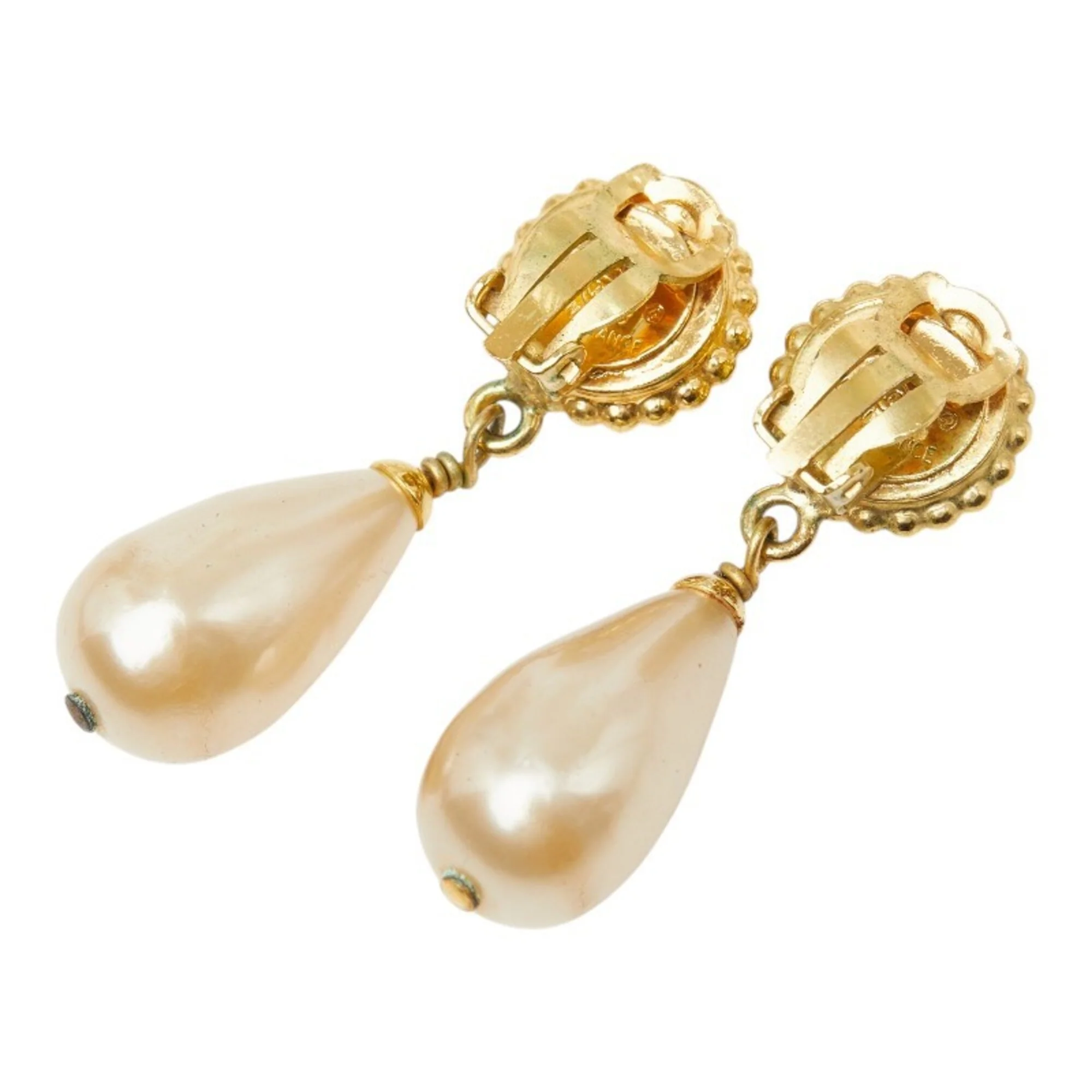 Clip-On Earrings Pearl Clip-On Gold-Tone Metal - Image 2