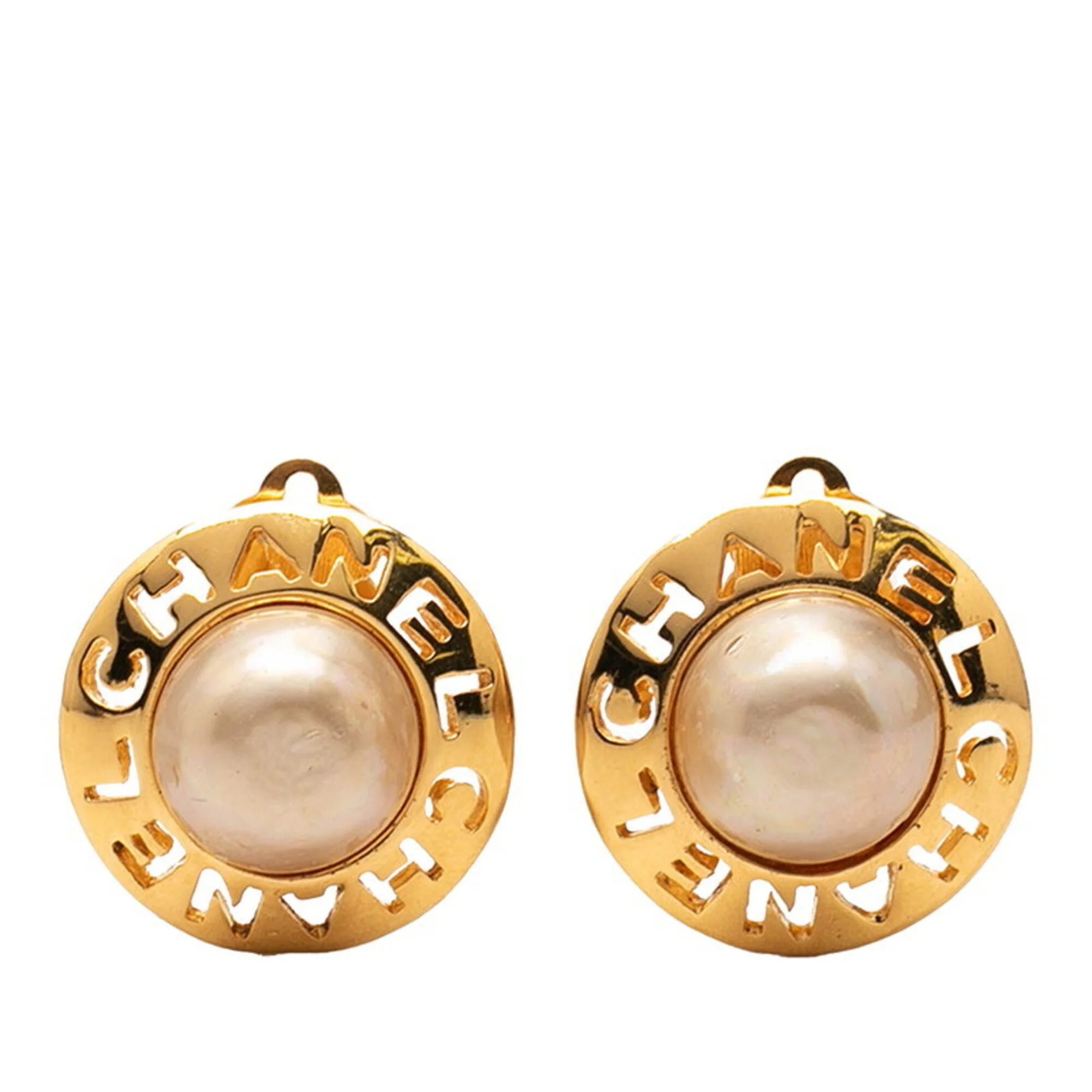 Clip-On Earrings Pearl Clip-On Gold-Tone Metal