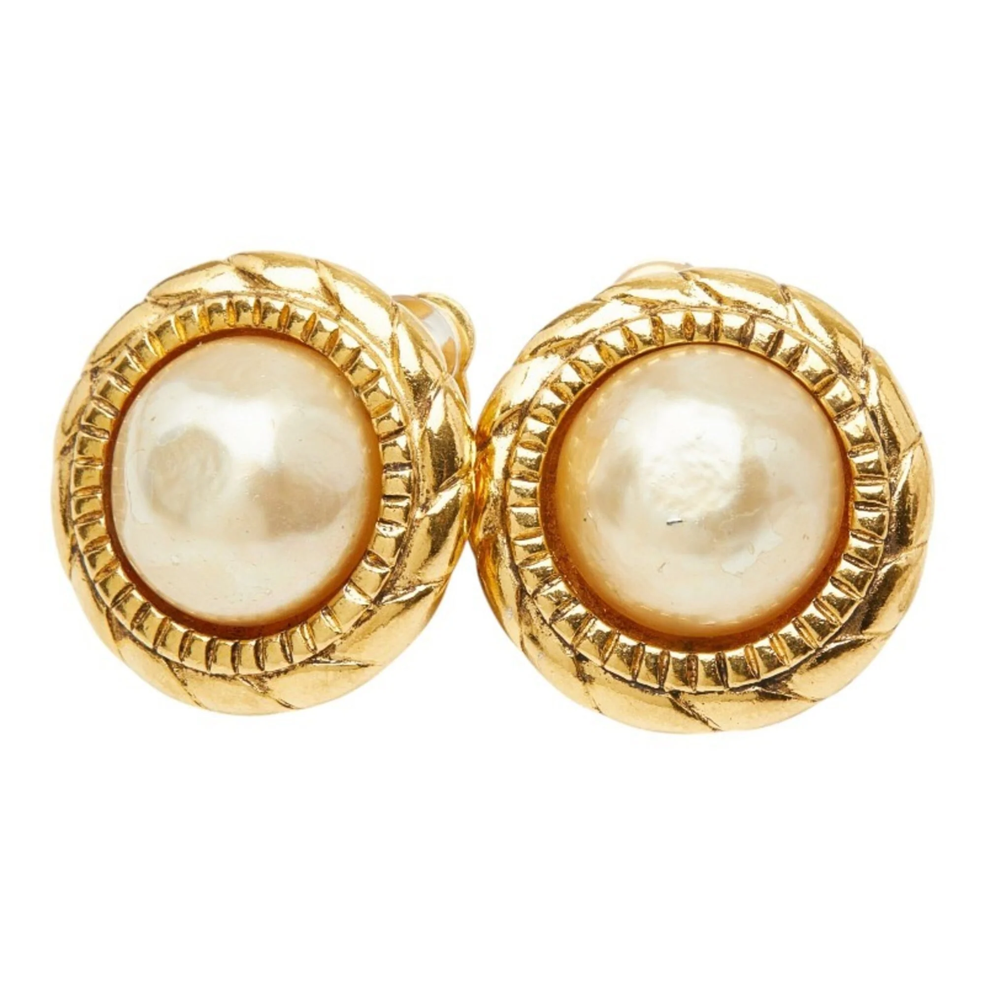 Clip-On Earrings Pearl Clip-On Gold-Tone Metal