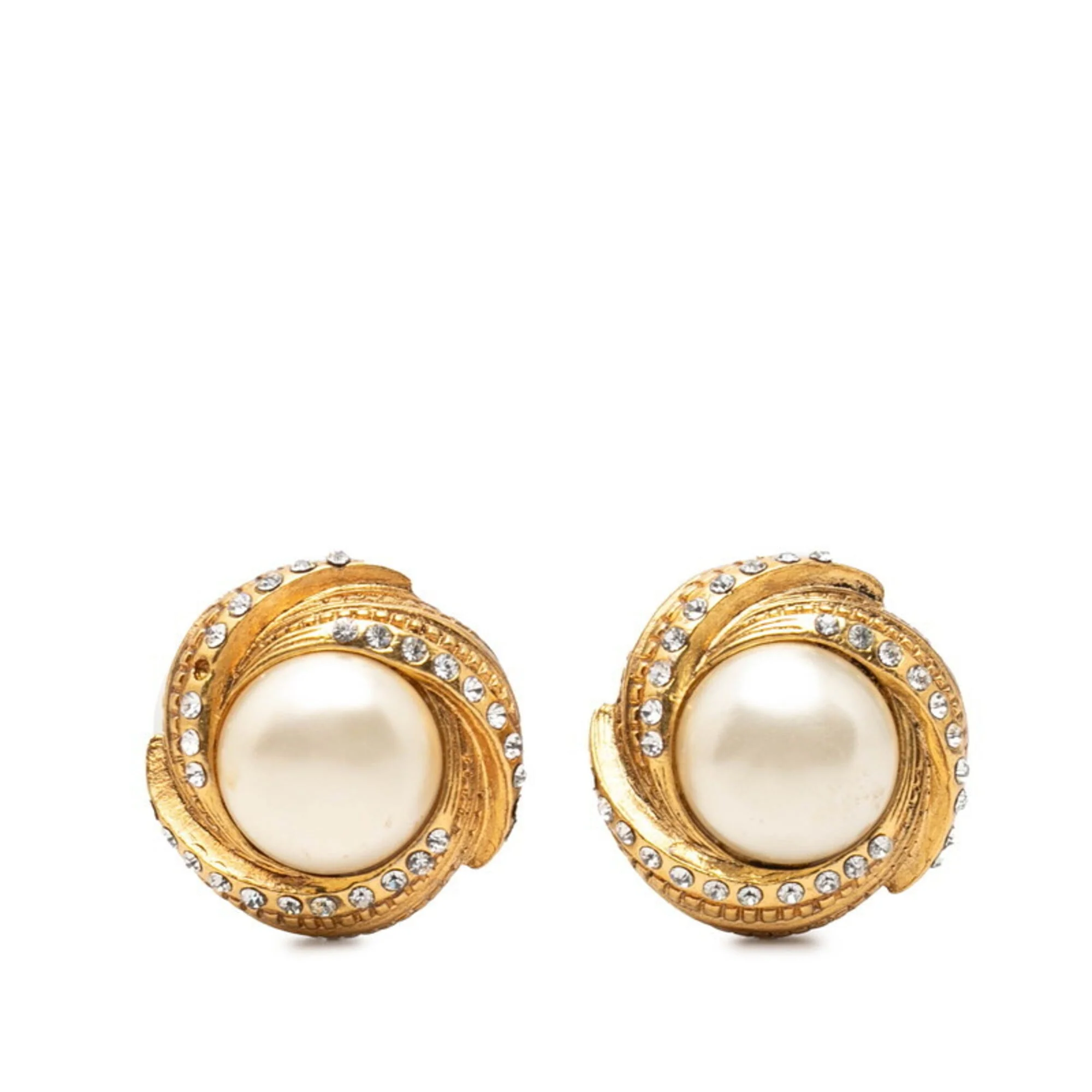 Clip-On Earrings Pearl Clip-On Gold-Tone Metal