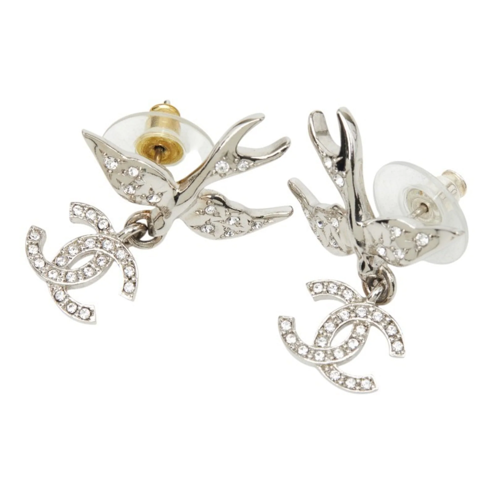 Earrings Crystal Stud Silver-Tone Metal