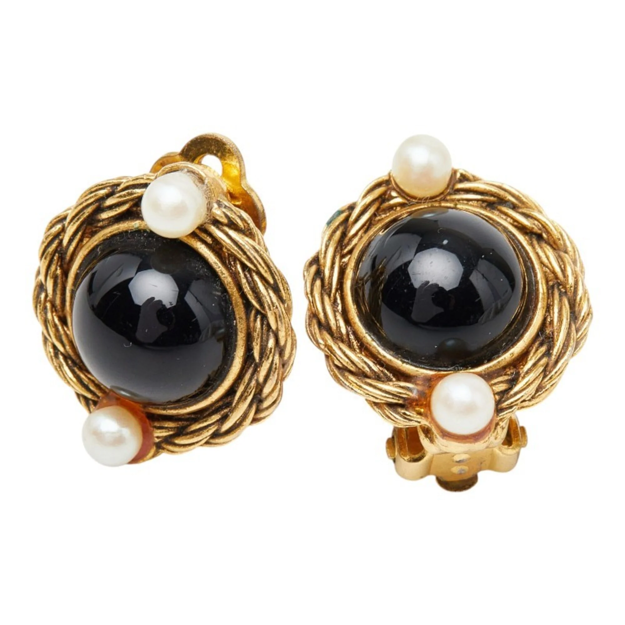 Earrings Pearl Gold-Tone Metal