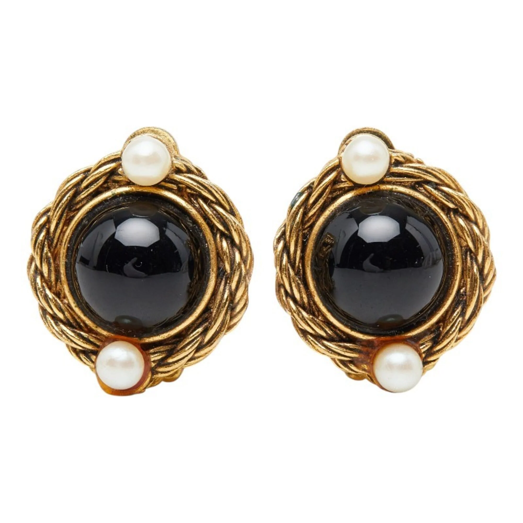 Earrings Pearl Gold-Tone Metal - Image 2