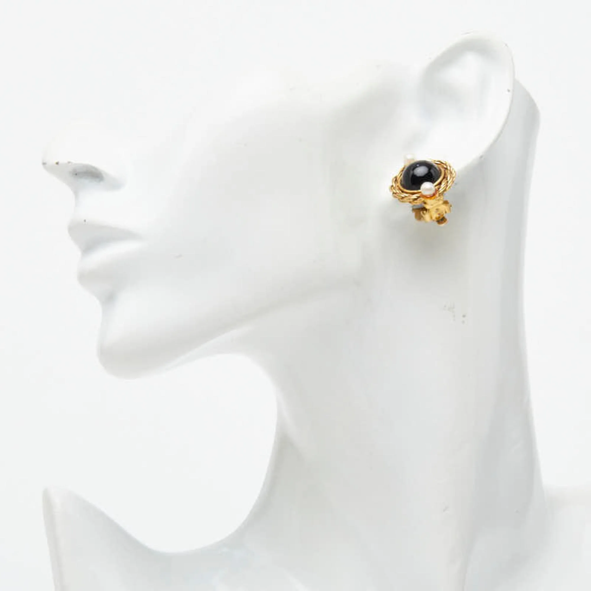 Earrings Pearl Gold-Tone Metal - Image 5