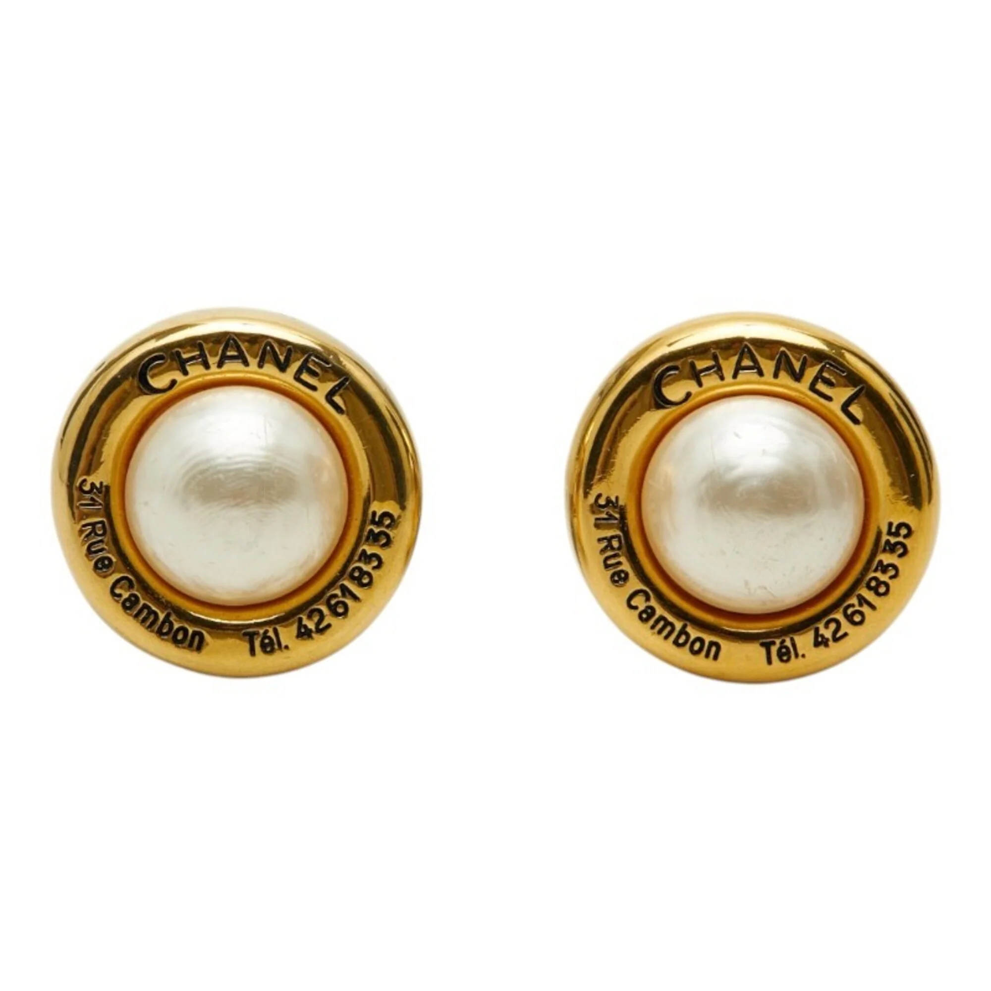 Earrings Pearl Gold-Tone Metal - Image 2
