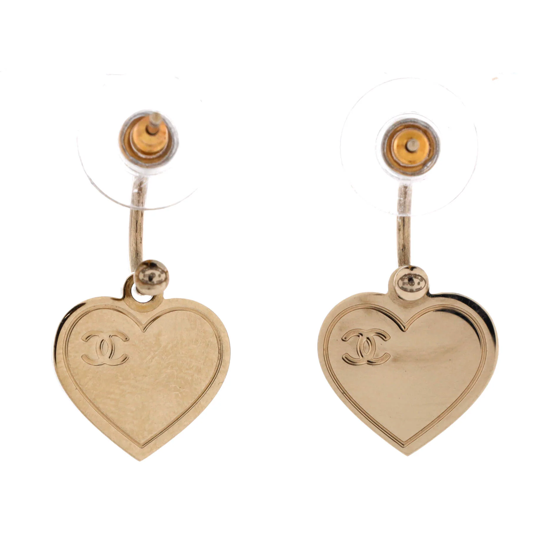 Heart CC Dangle Earrings Metal - Image 2