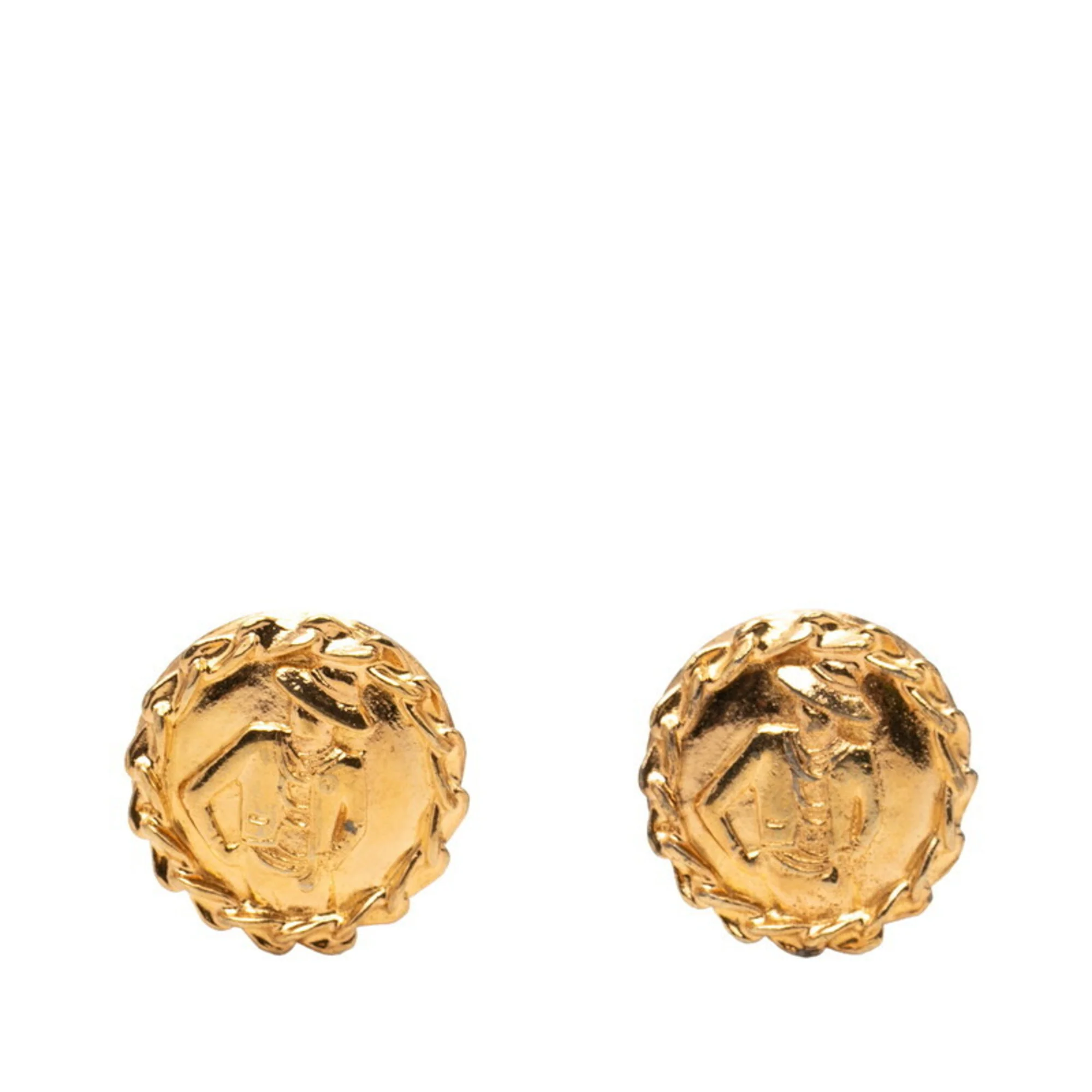 Vintage Clip-On Earrings Clip-On Gold-Tone Metal