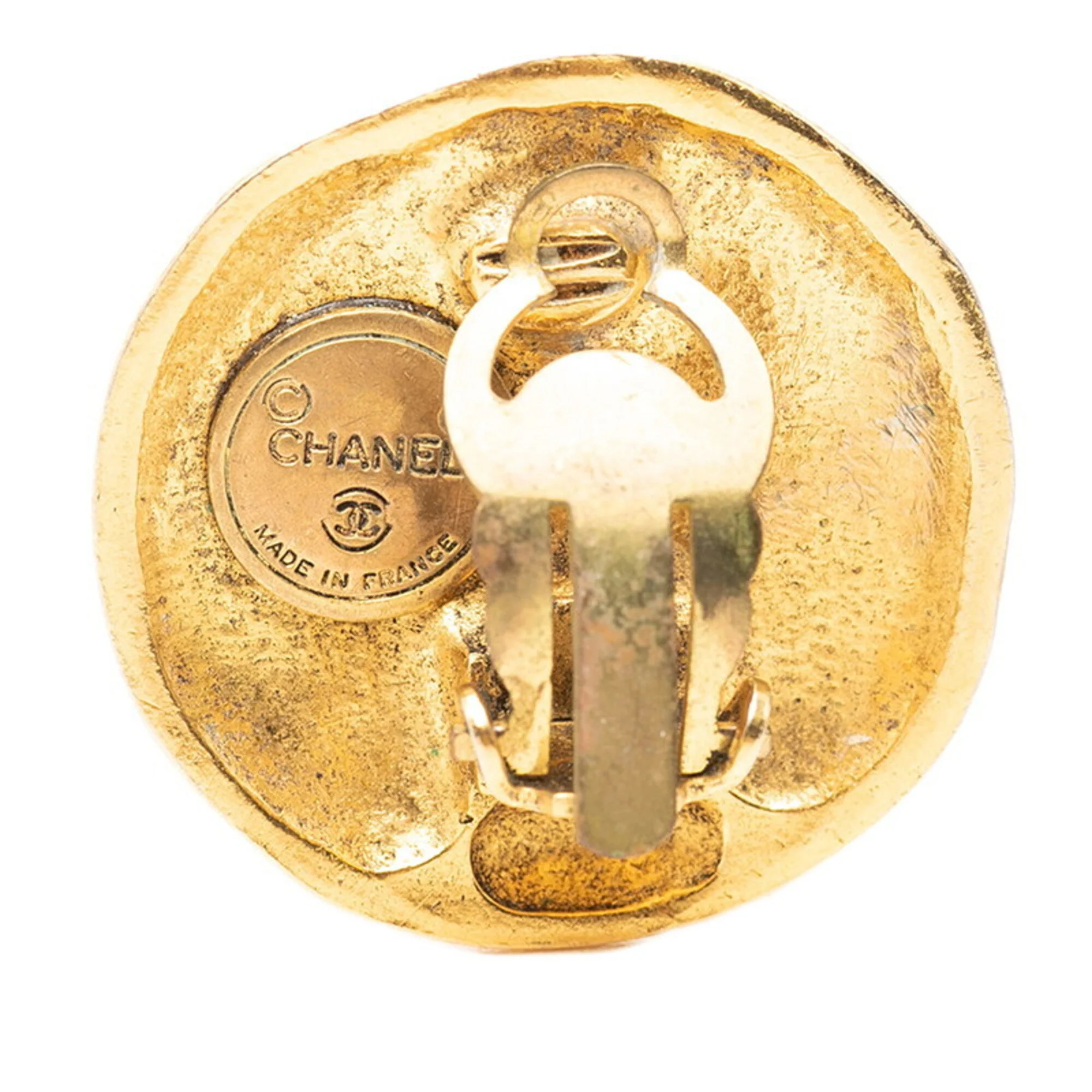 Vintage Earrings Logo Gold-Tone Metal - Image 3