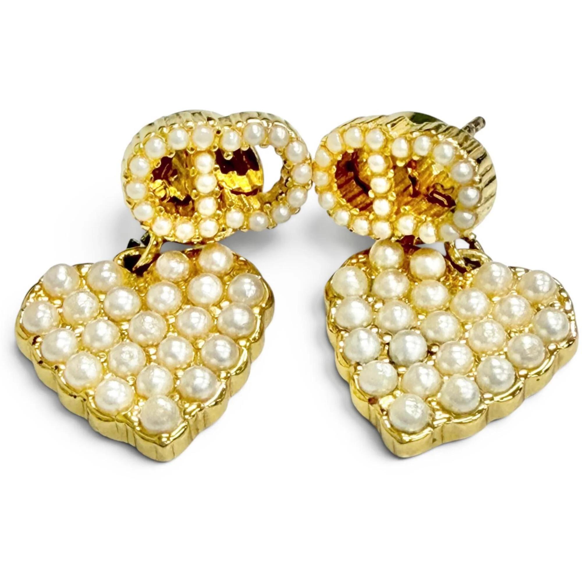 Earrings Pearl Gold-Tone Metal