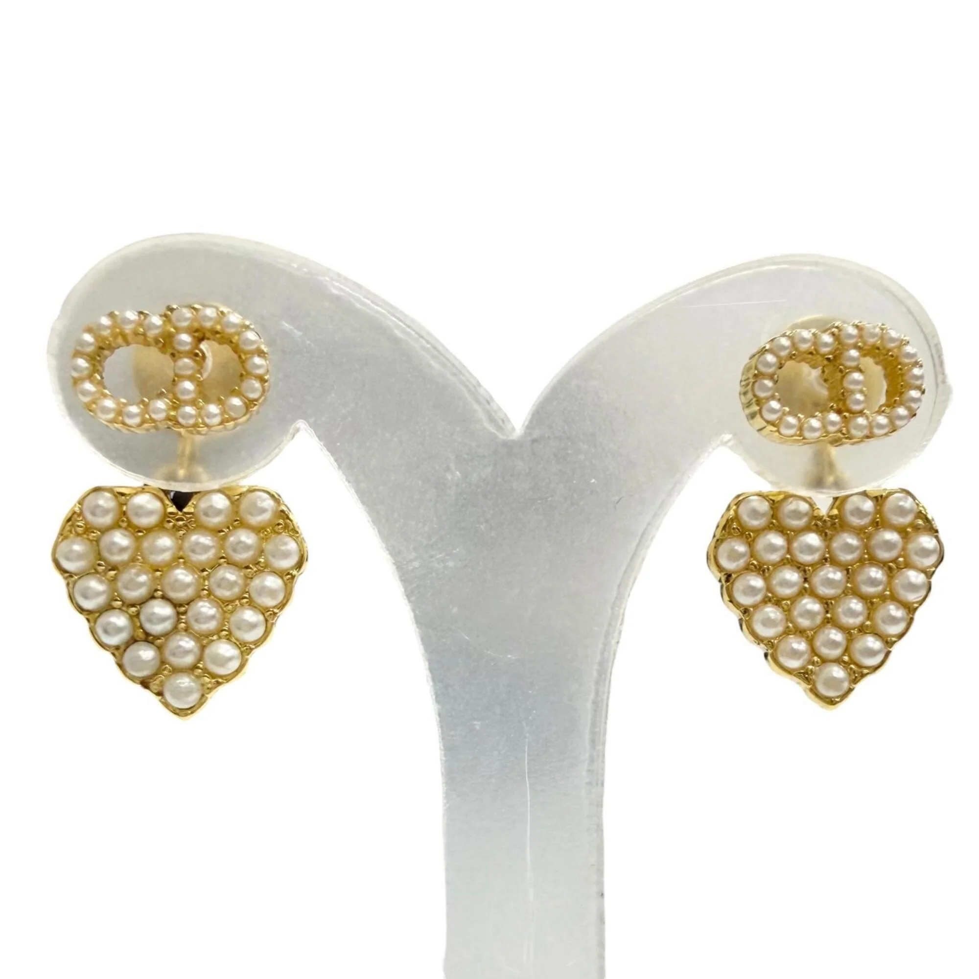 Earrings Pearl Gold-Tone Metal - Image 3