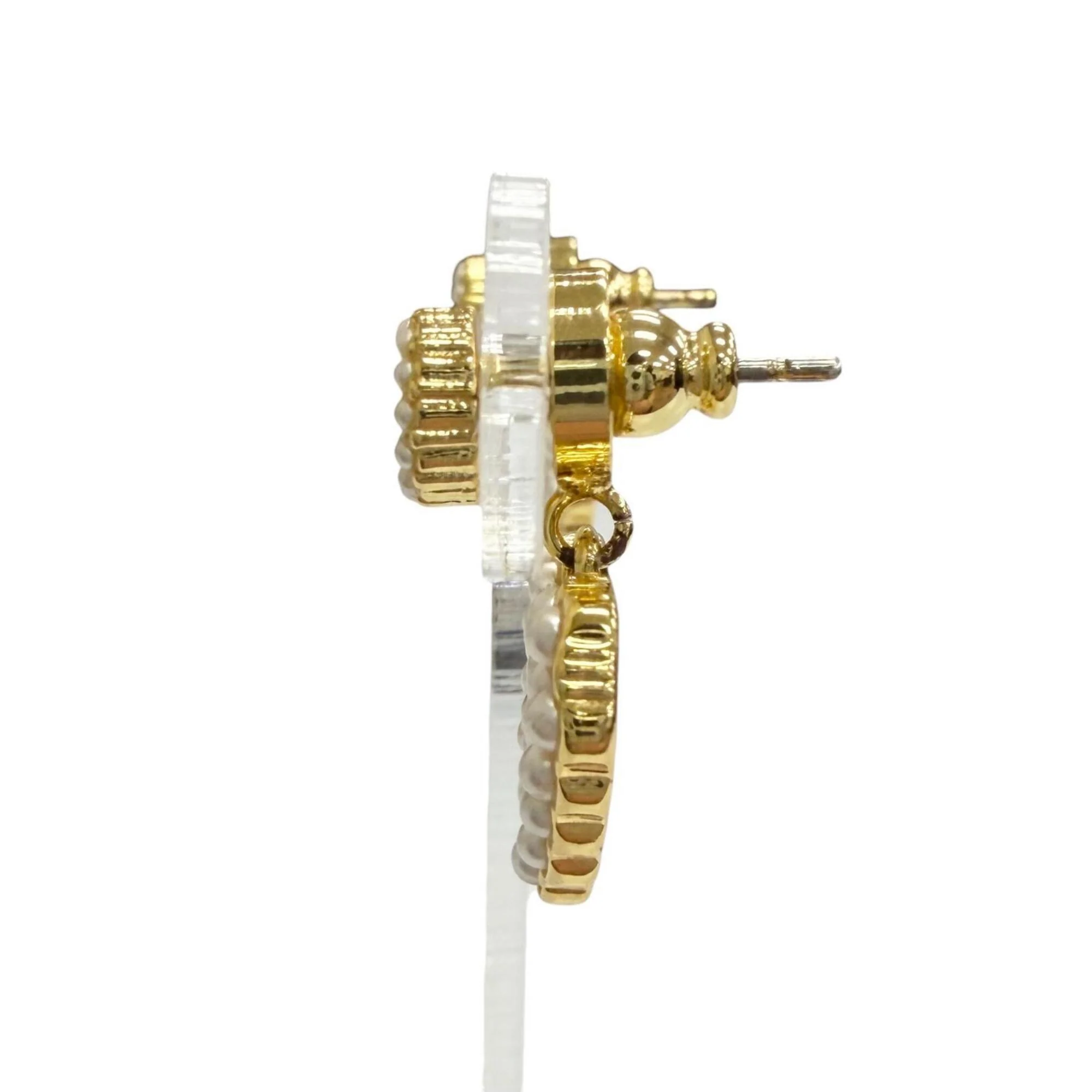 Earrings Pearl Gold-Tone Metal - Image 4