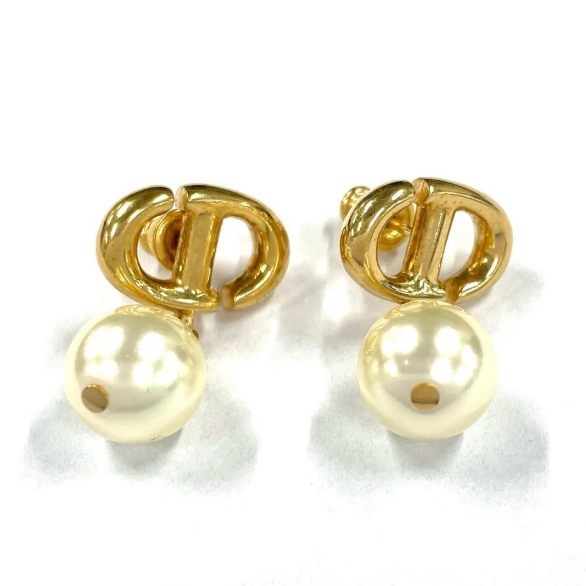 Earrings Pearl Gold-Tone Metal