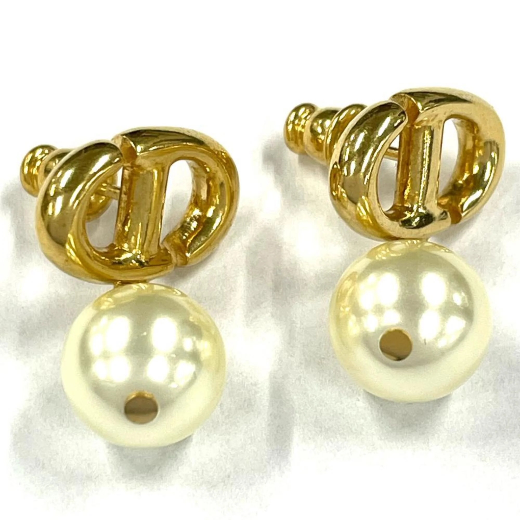 Earrings Pearl Gold-Tone Metal - Image 4