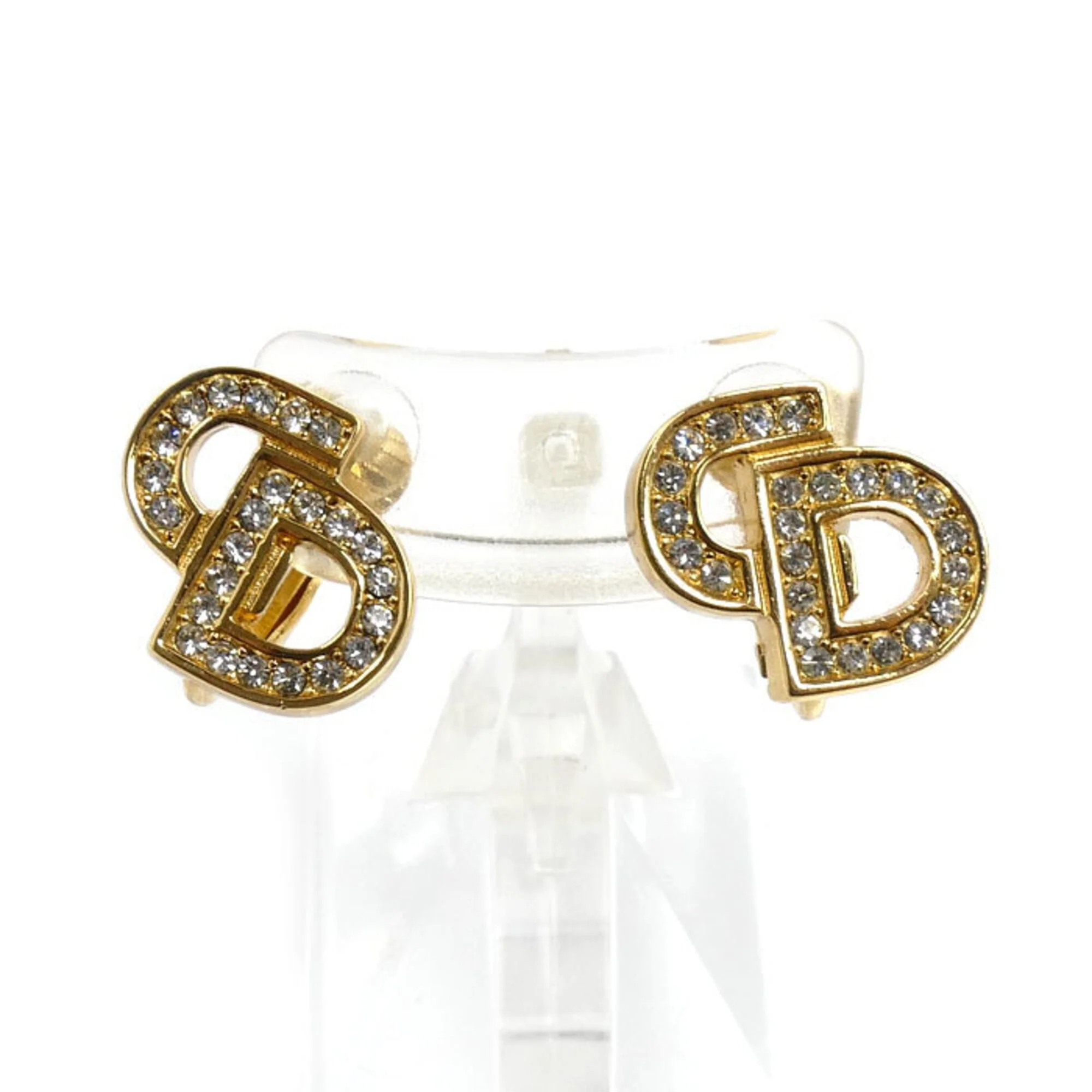 Earrings Rhinestone Gold-Tone Metal