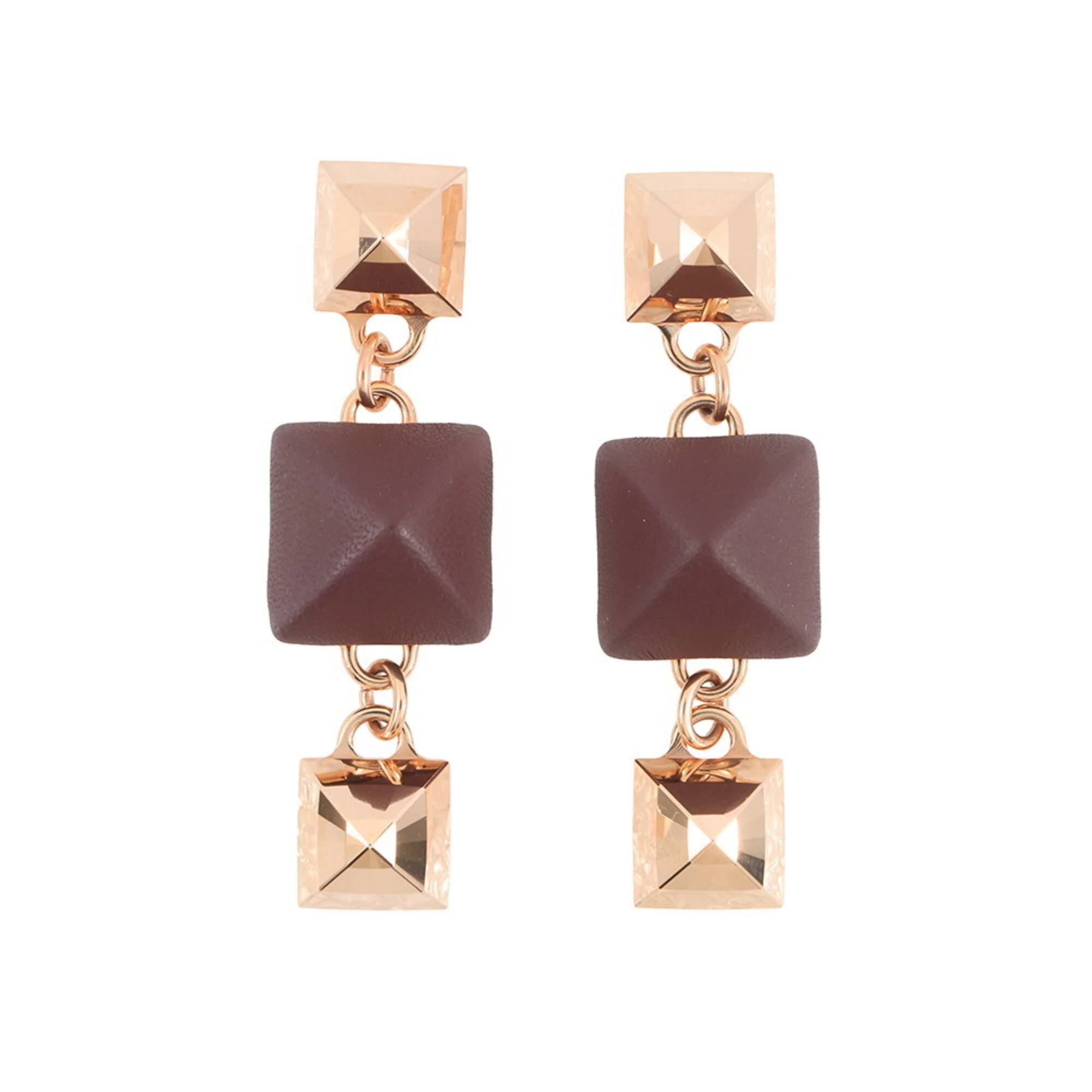 Earrings Metal and Swift Leather