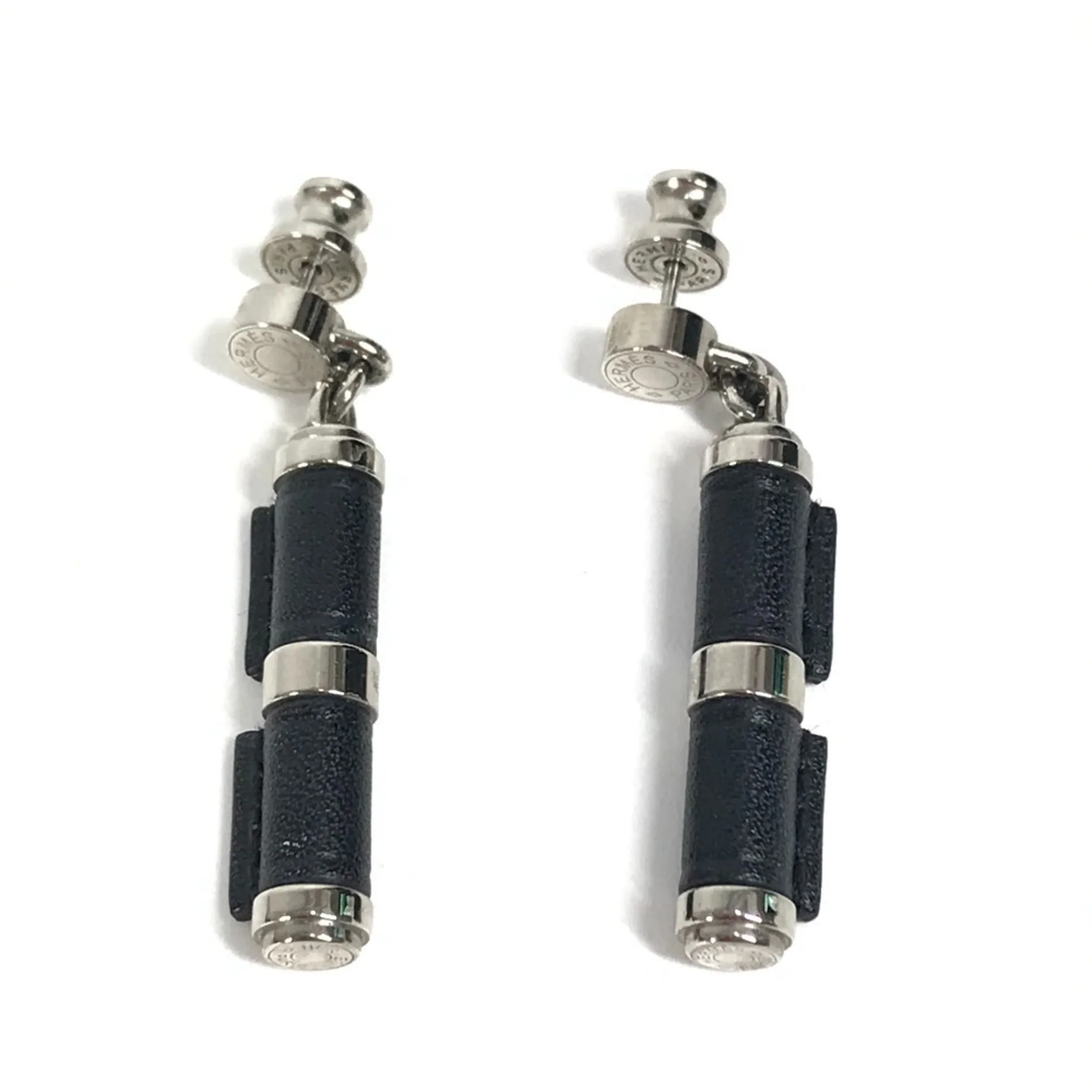 Earrings Metal and Swift Leather