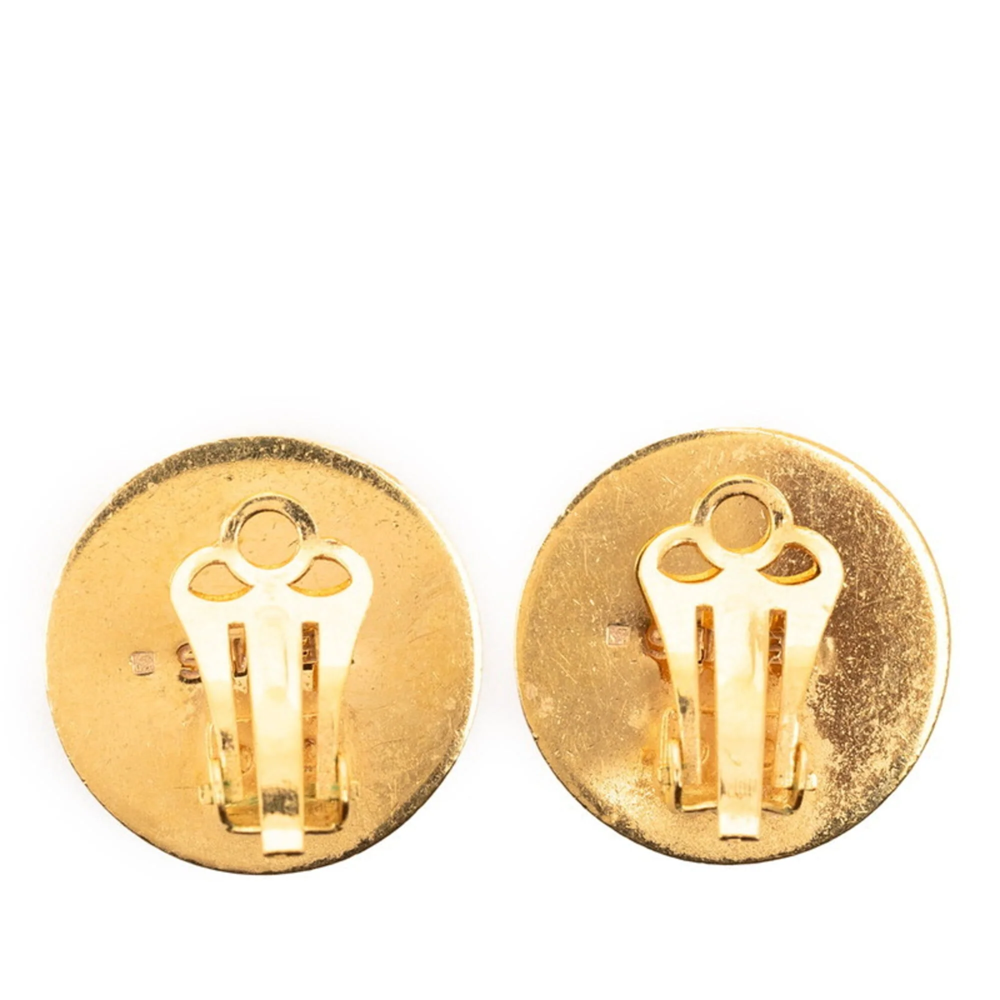 Vintage Clip-On Earrings Clip-On Gold-Tone Metal - Image 2