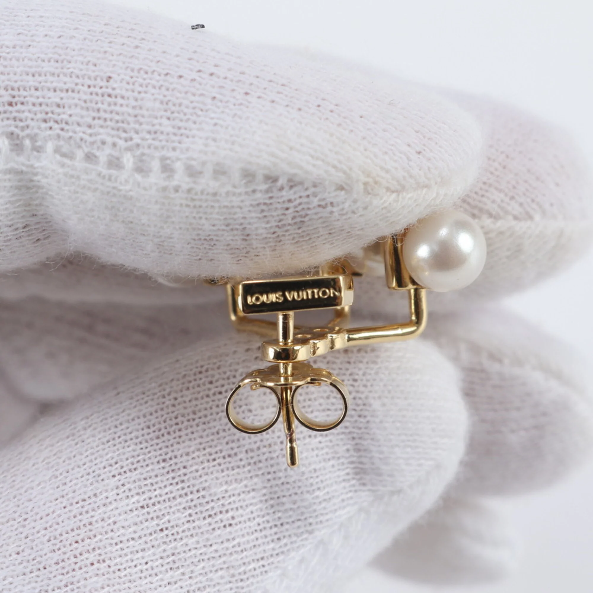 Earrings Pearl Gold-Tone Metal - Image 4