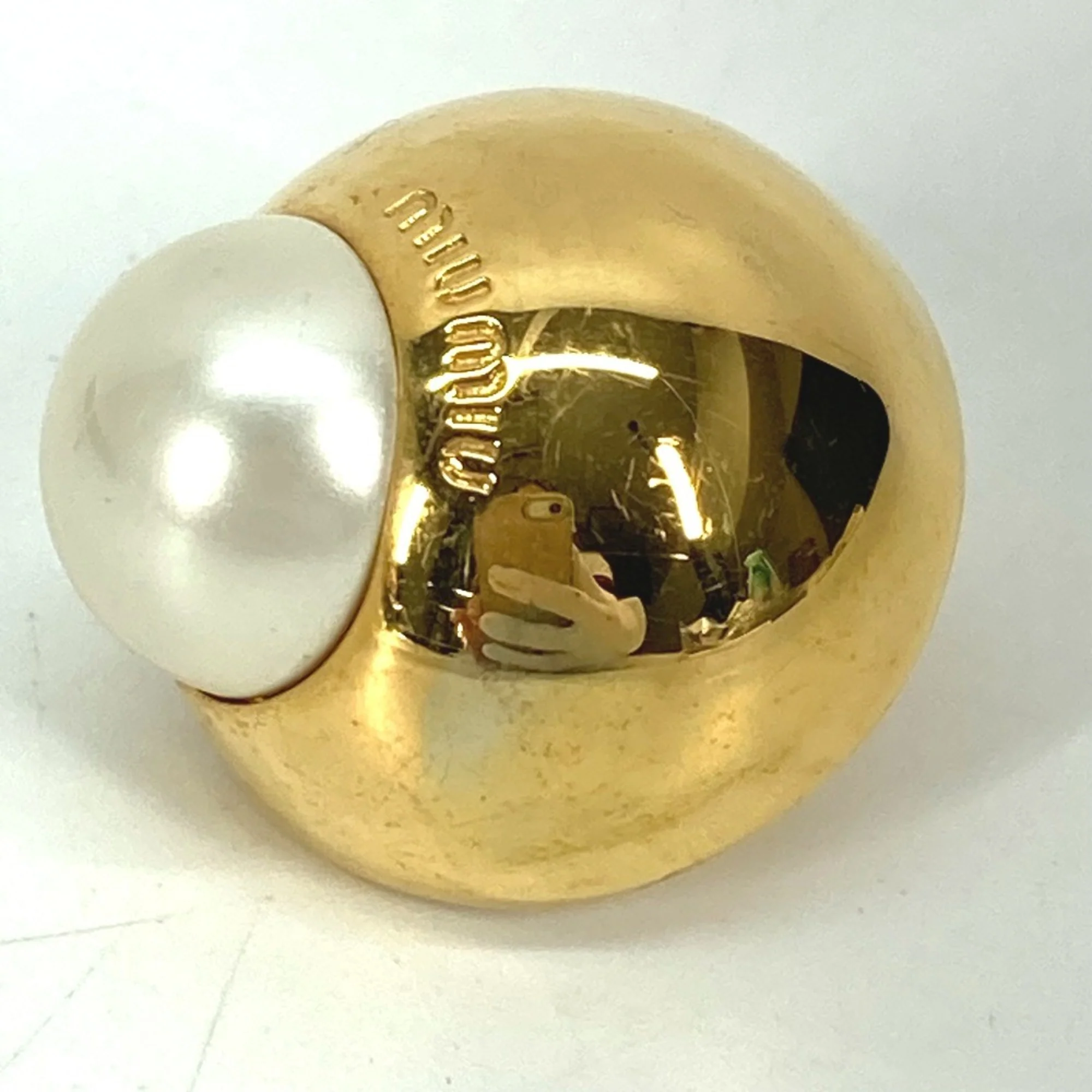 Earrings Pearl Gold-Tone Metal - Image 3