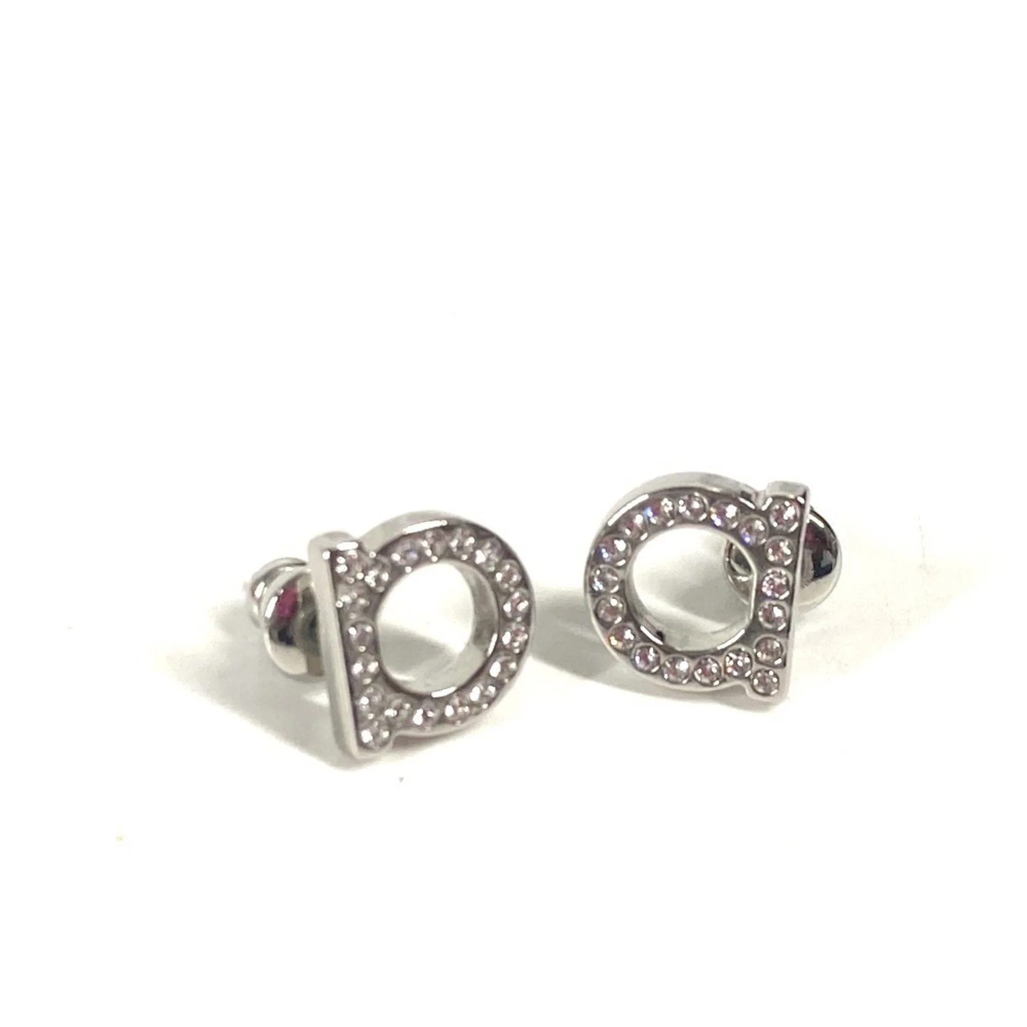 Earrings Rhinestone Silver-Tone Metal