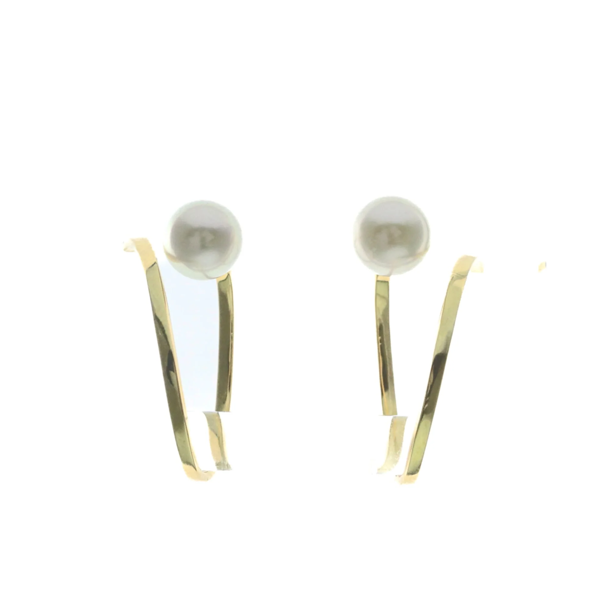 Earrings Pearl Hoop 18K Yellow Gold