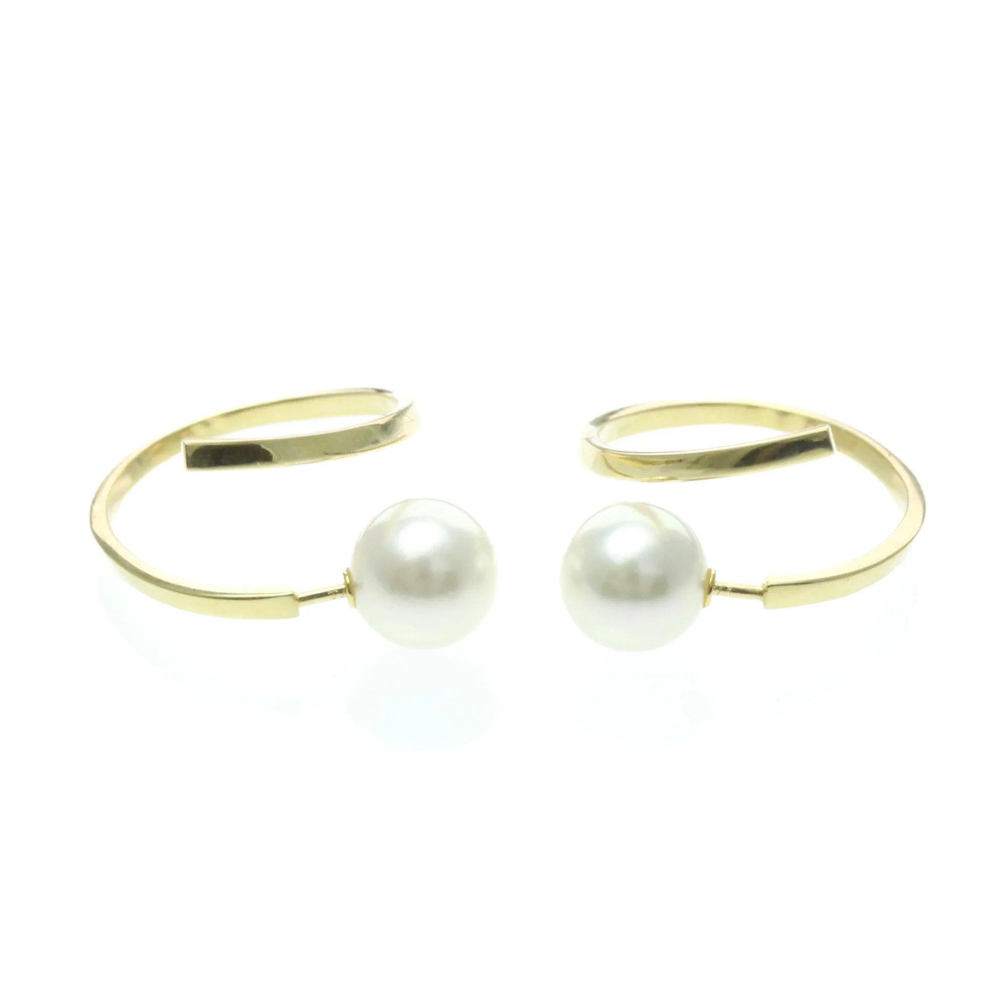 Earrings Pearl Hoop 18K Yellow Gold - Image 3