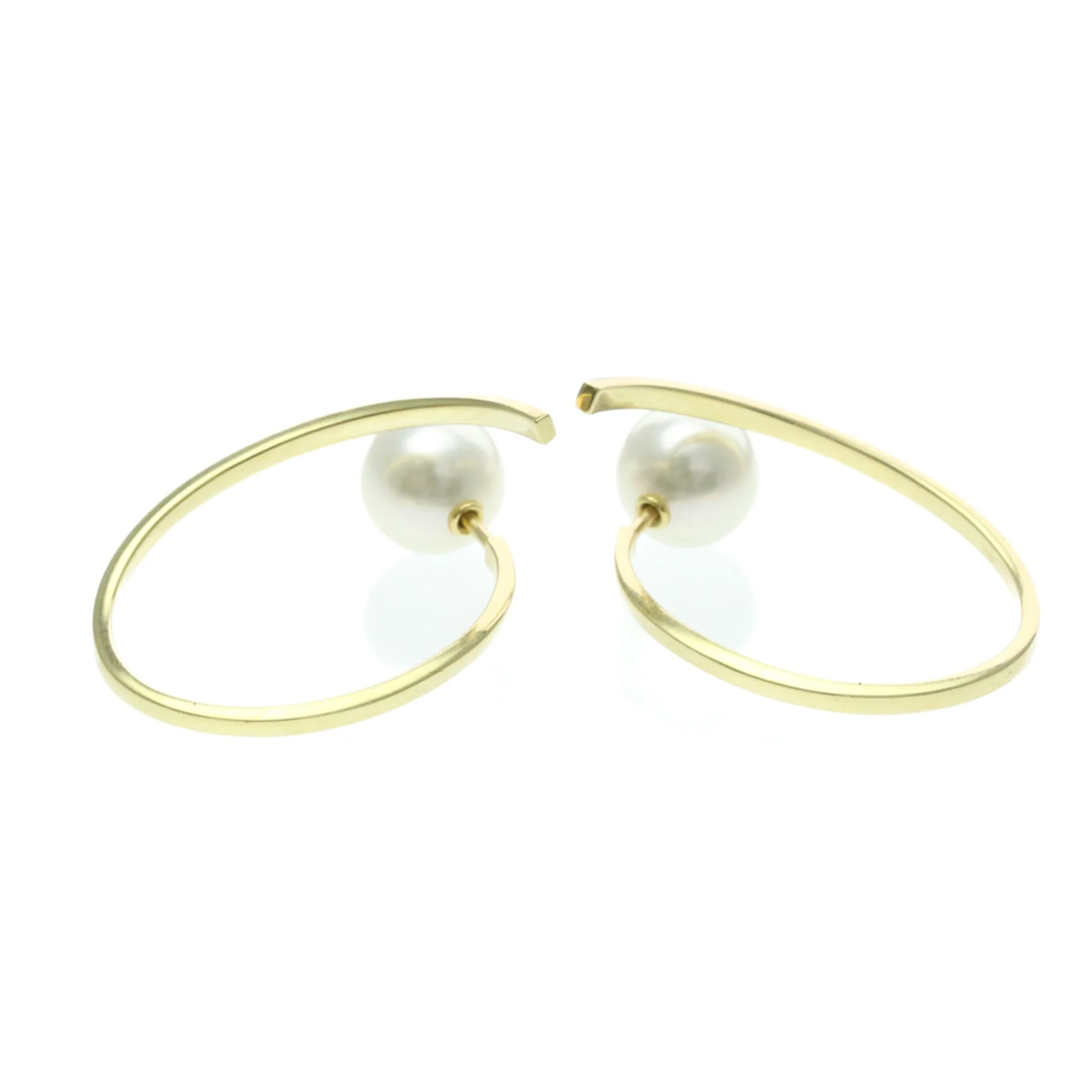 Earrings Pearl Hoop 18K Yellow Gold - Image 4