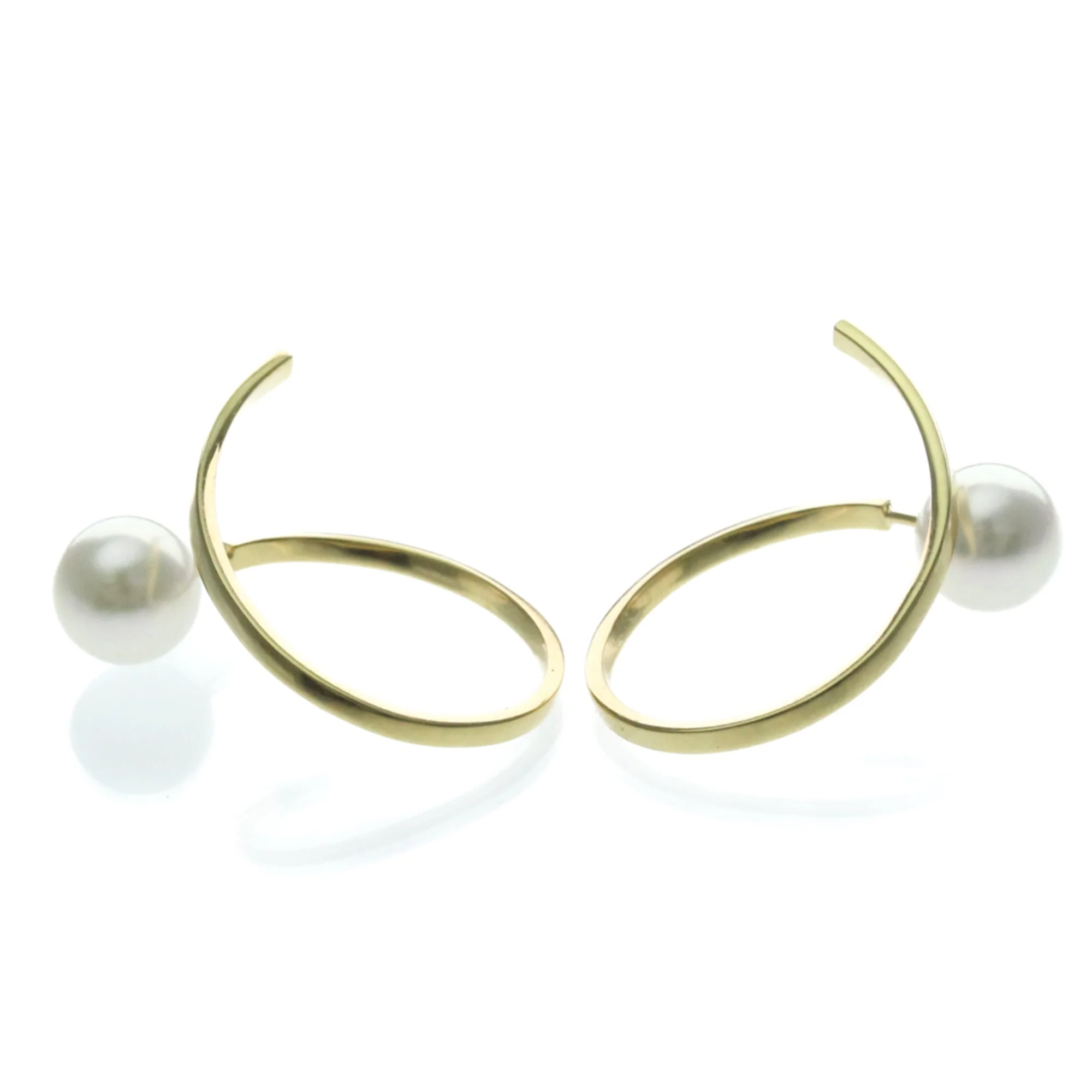 Earrings Pearl Hoop 18K Yellow Gold - Image 5