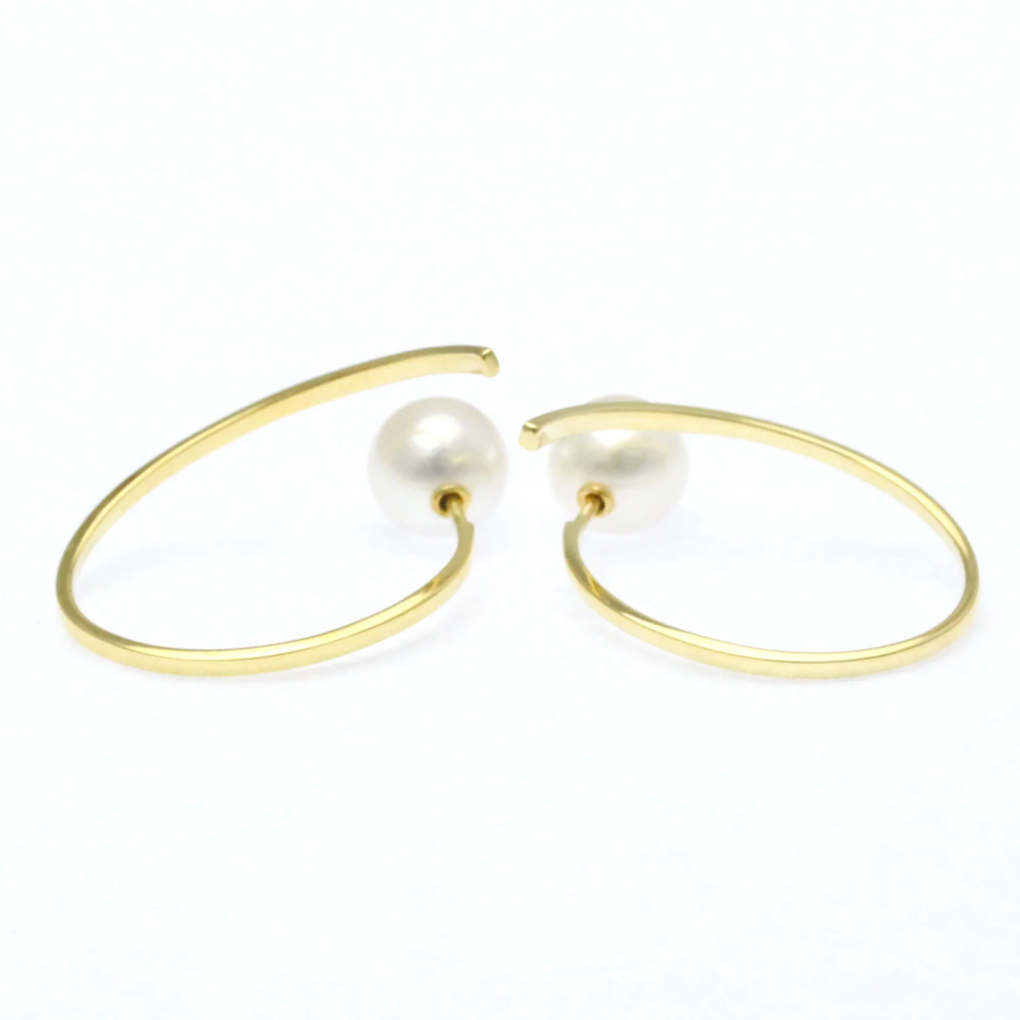 Earrings Pearl Hoop 18K Yellow Gold