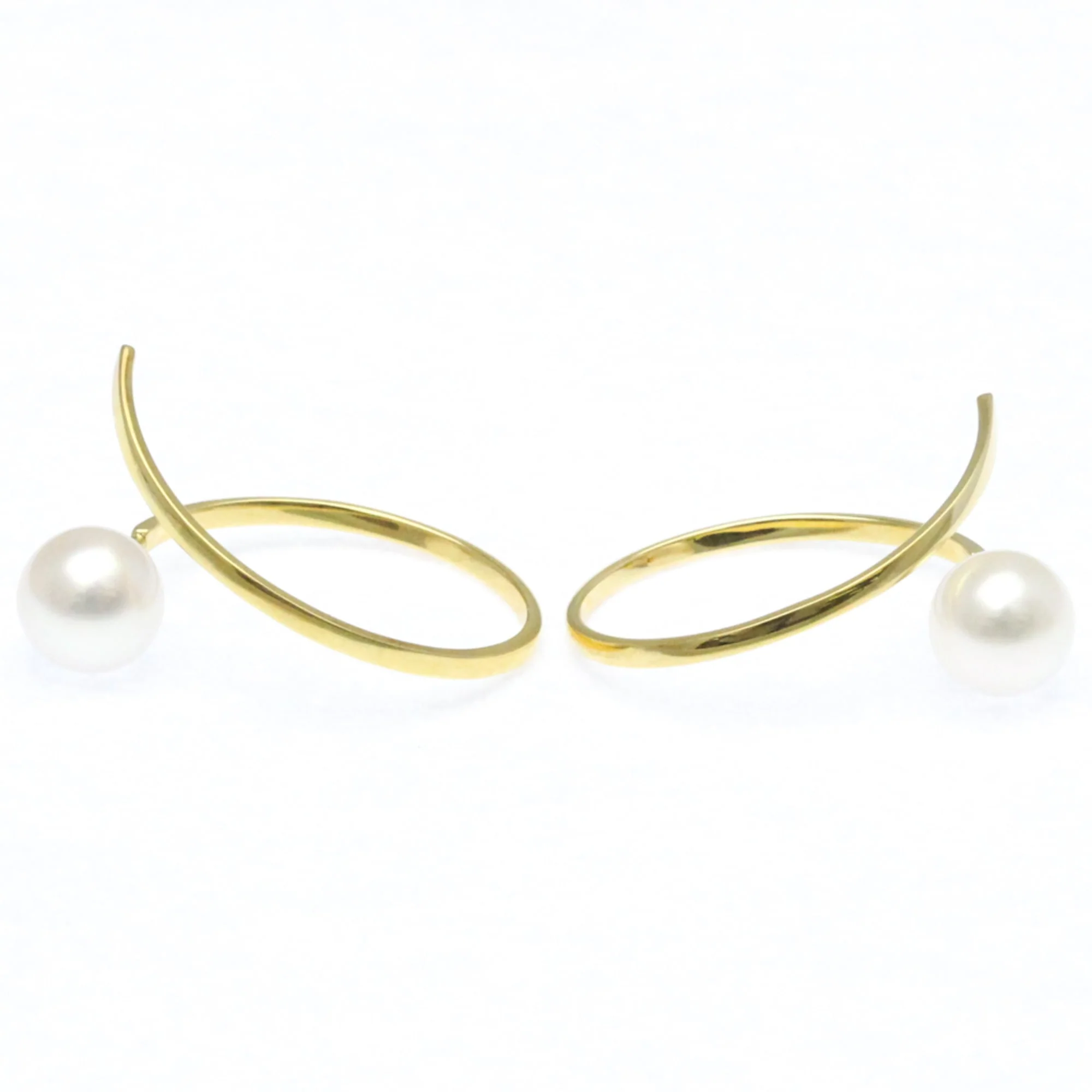 Earrings Pearl Hoop 18K Yellow Gold - Image 8