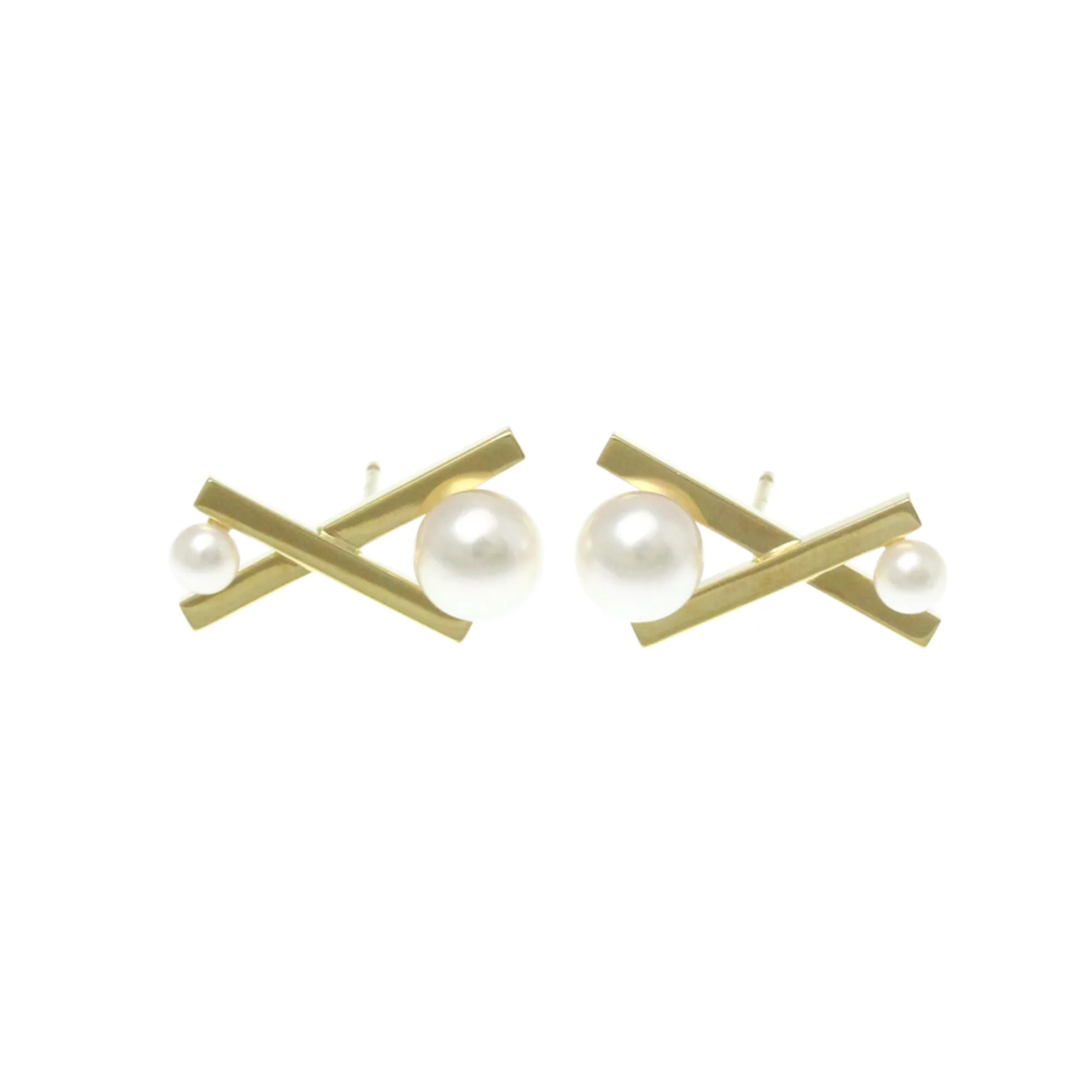 Earrings Pearl Stud 18K Yellow Gold