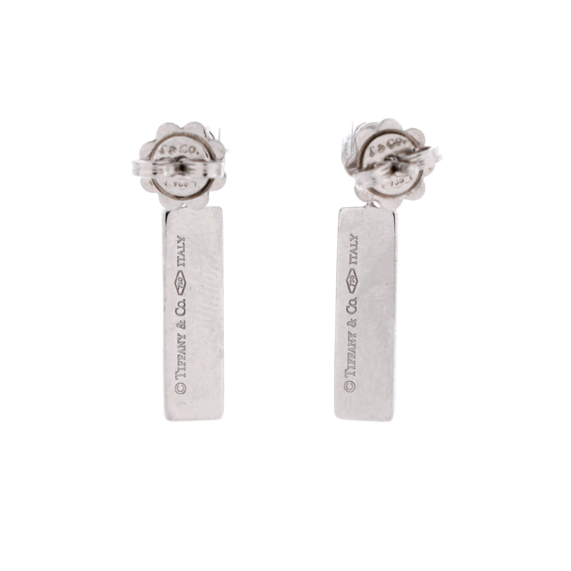 Bar Drop Earrings 18K White Gold with Diamond - Image 2