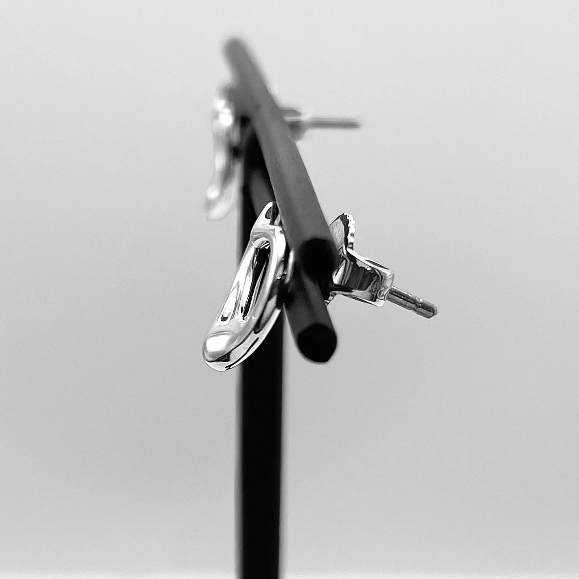 Earrings Stud Sterling Silver and 14K White Gold - Image 4