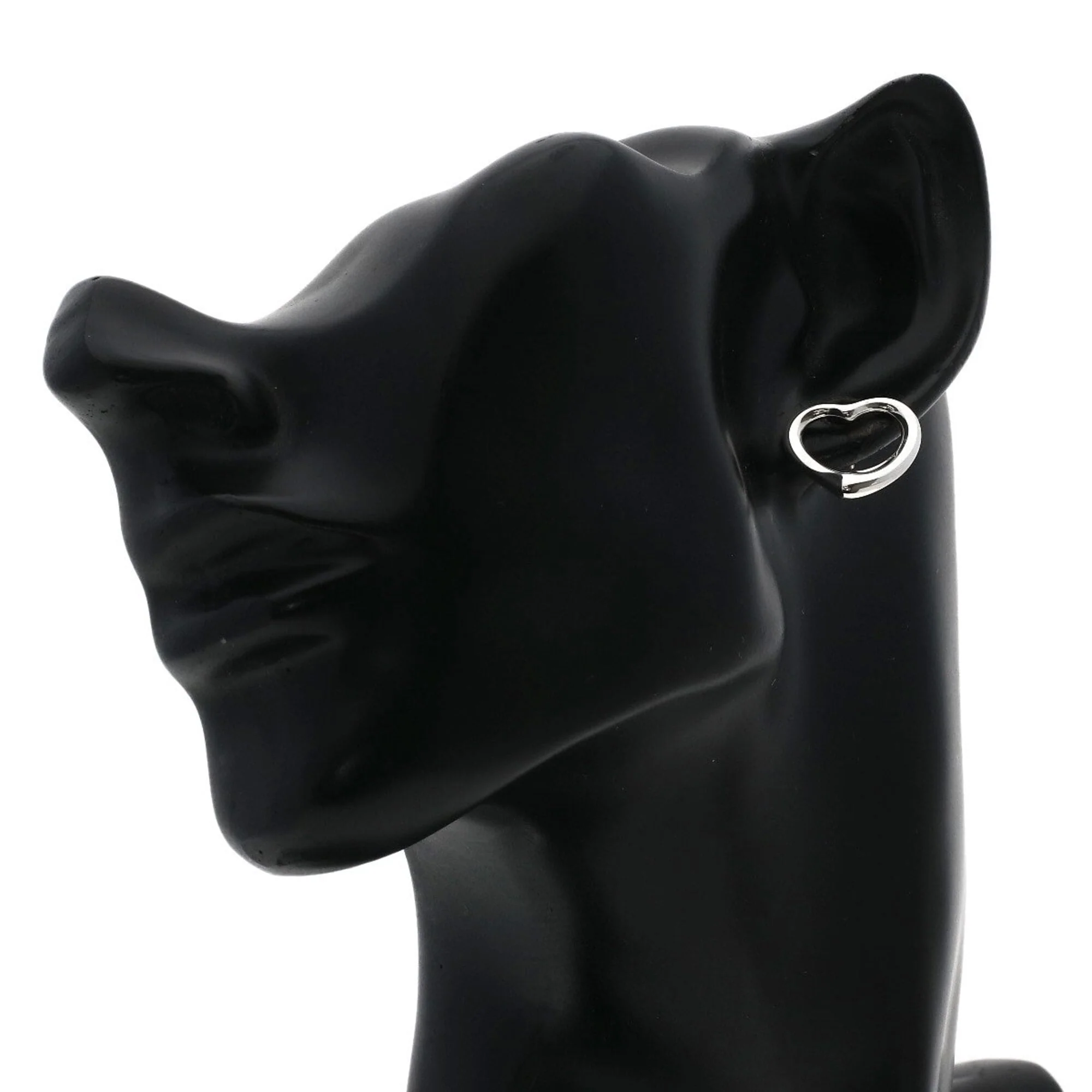 Open Heart Earrings Sterling Silver 15.5mm Silver and 14K White Gold - Image 4