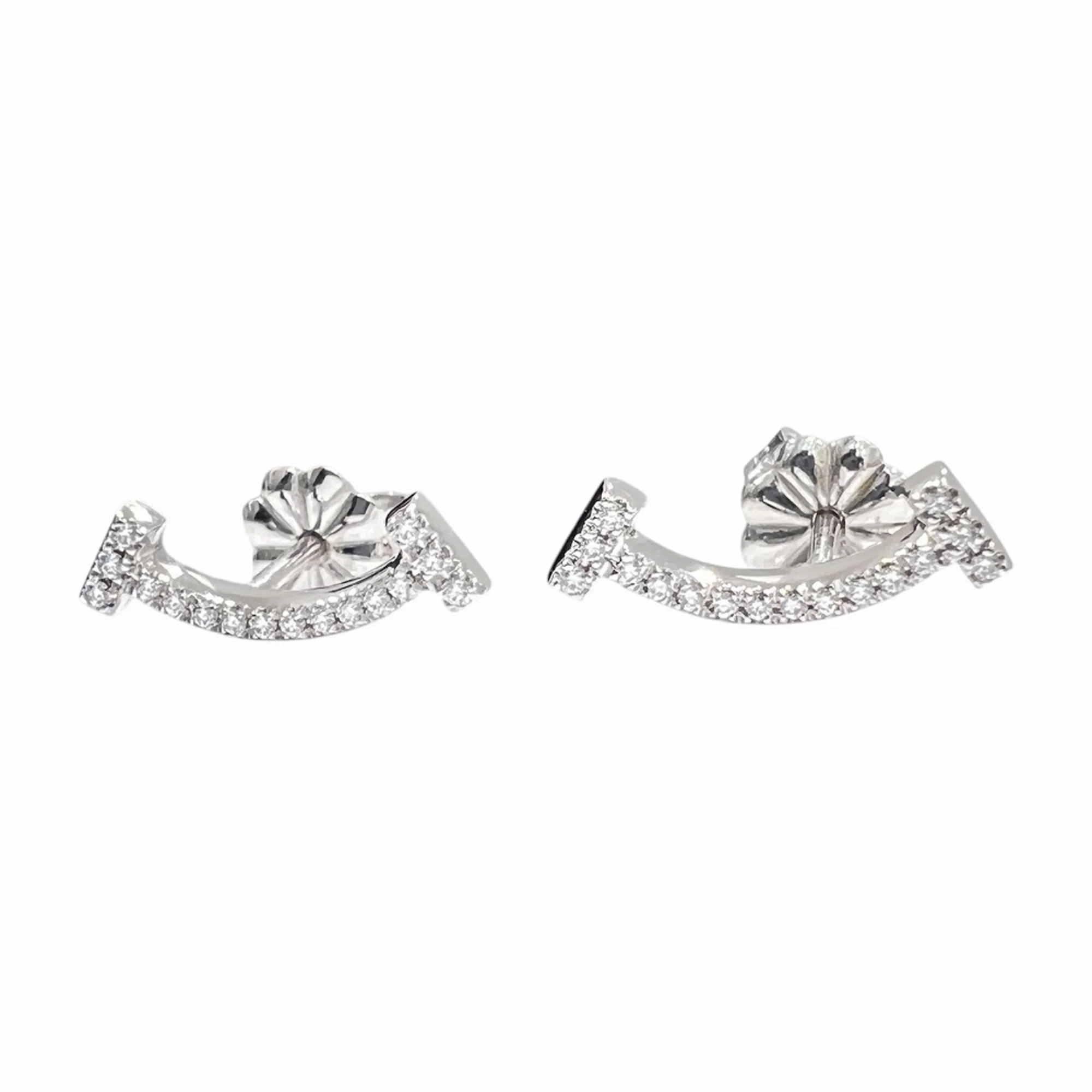 T Smile Mini Pendant Necklace 18K White Gold with Diamonds Earrings 18K White Gold
