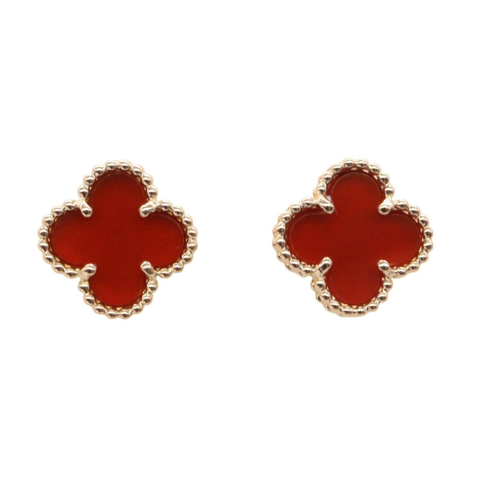Sweet Alhambra Earrings 18K Rose Gold and Carnelian 18K Rose Gold