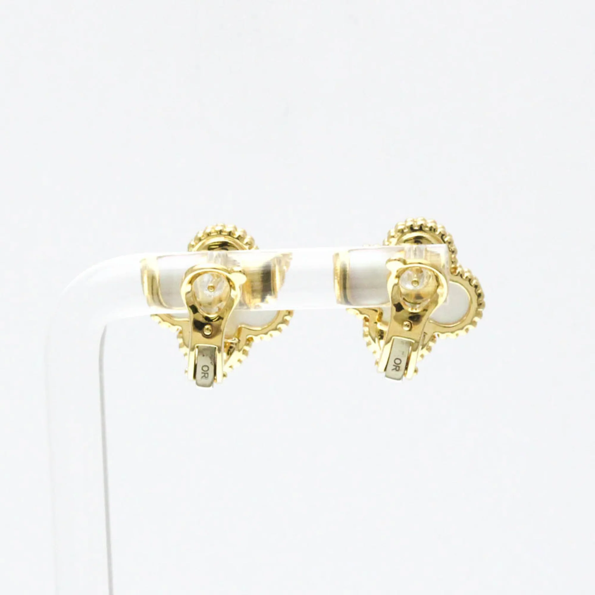 Vintage Alhambra Earrings 18K Yellow Gold and Mother of Pearl 18K Yellow Gold - Image 2